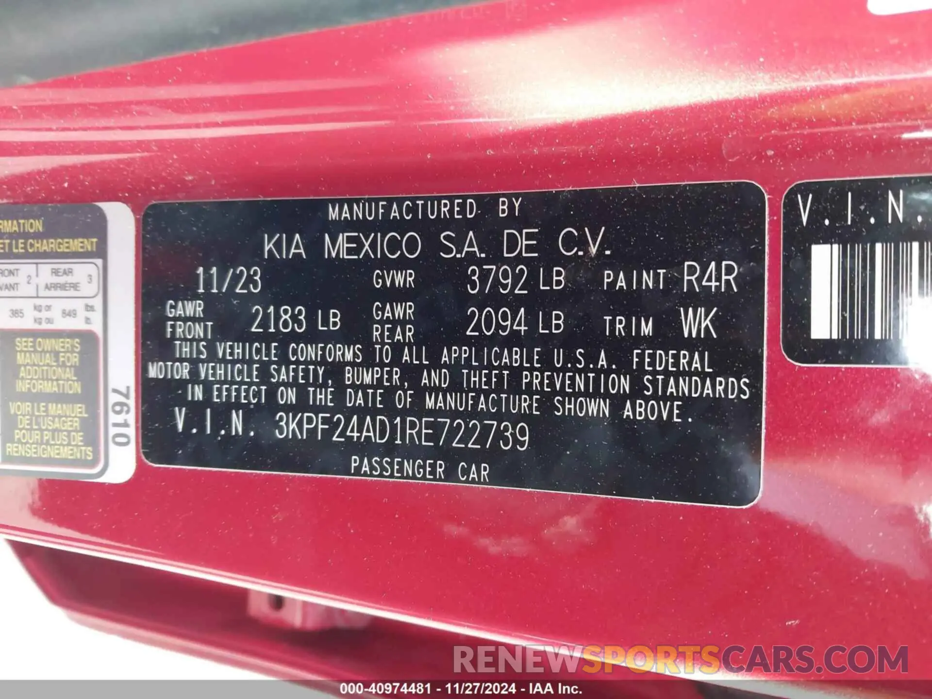 9 Photograph of a damaged car 3KPF24AD1RE722739 KIA FORTE 2024