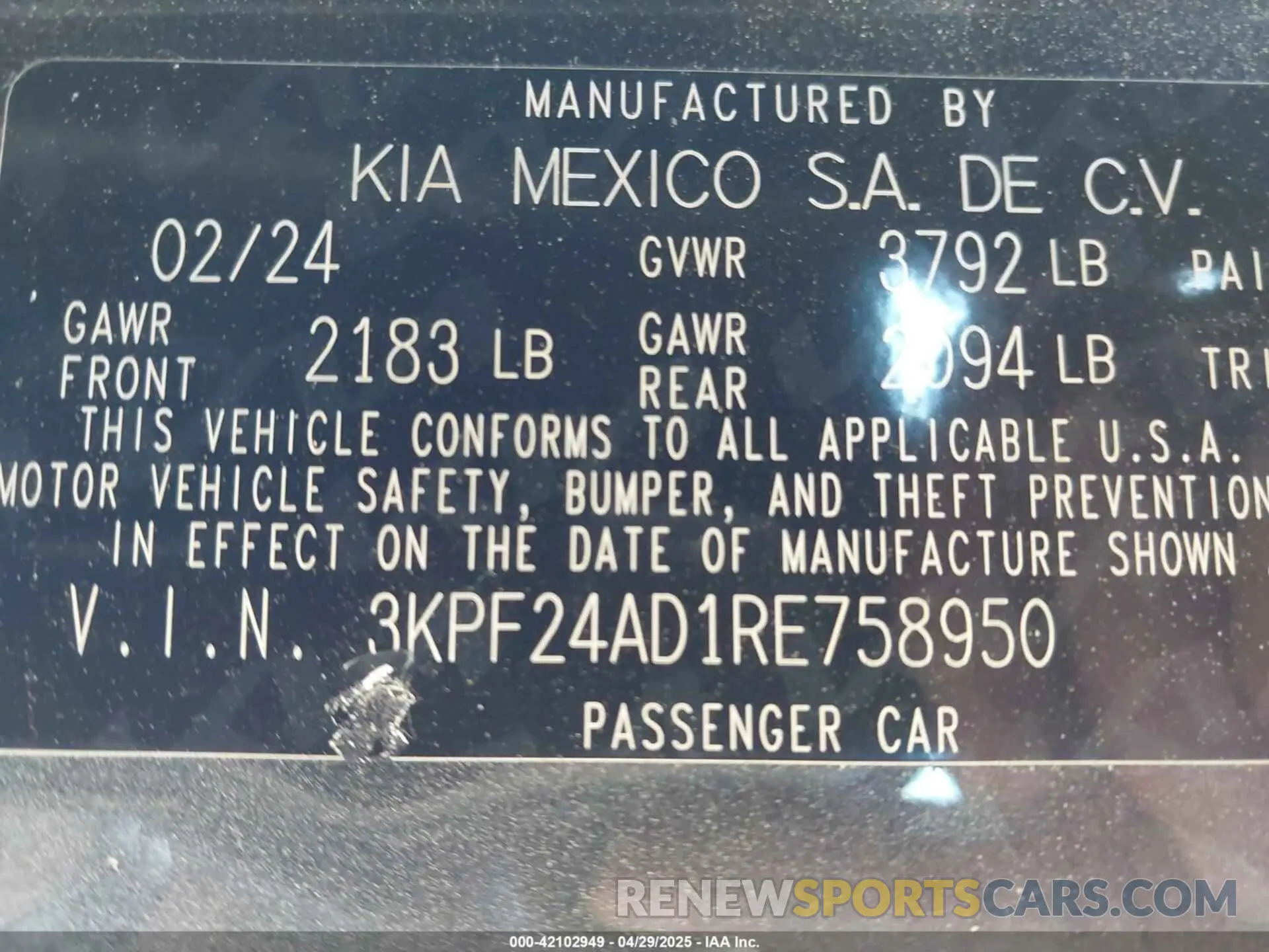 9 Photograph of a damaged car 3KPF24AD1RE758950 KIA FORTE 2024