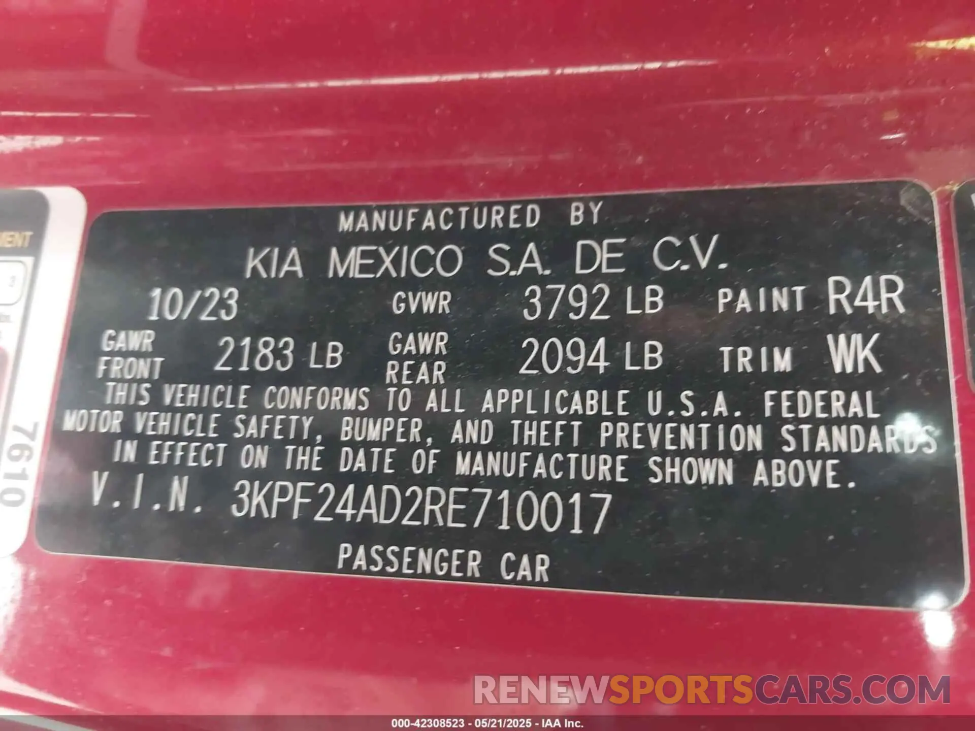 9 Photograph of a damaged car 3KPF24AD2RE710017 KIA FORTE 2024