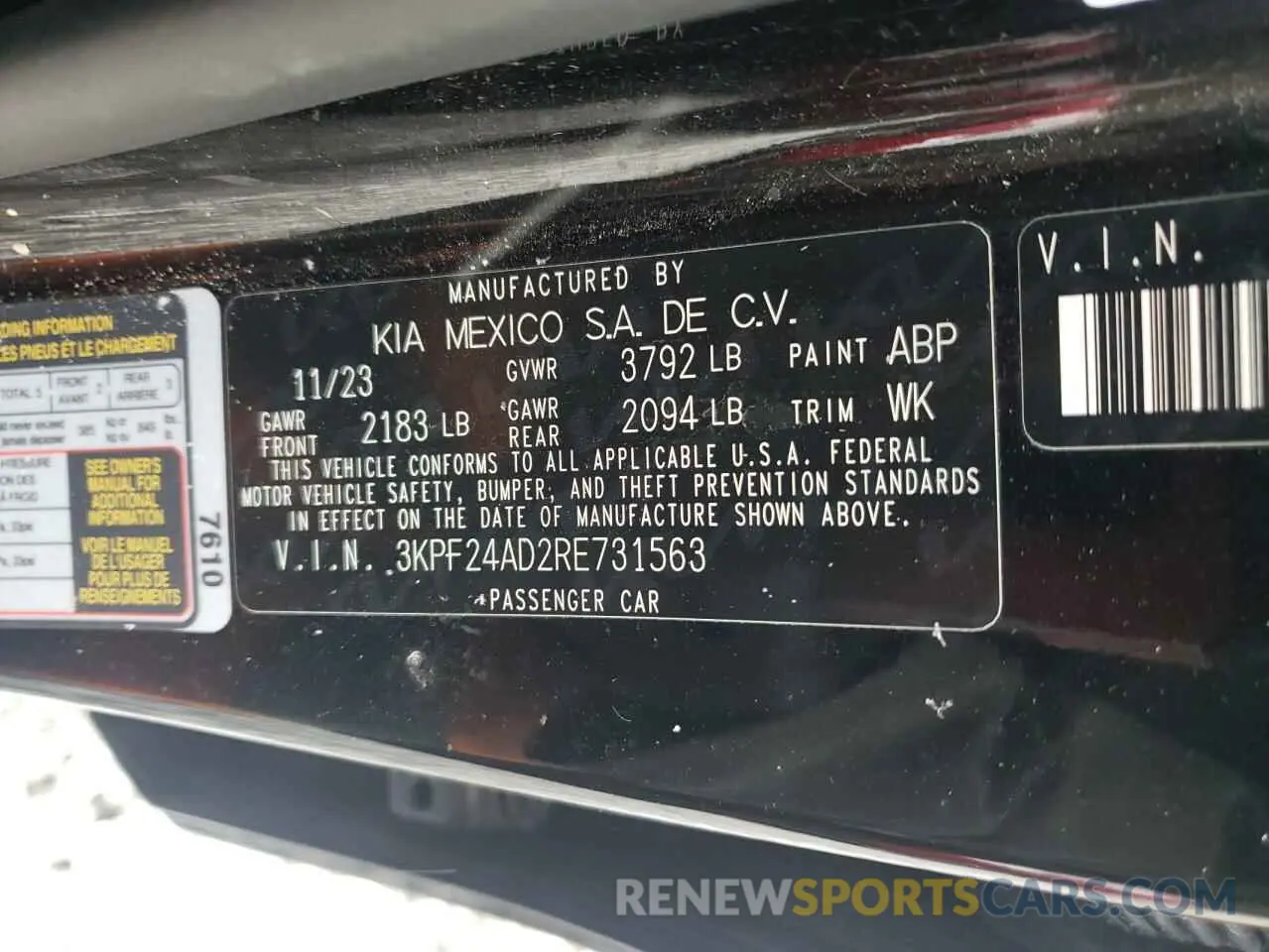 14 Photograph of a damaged car 3KPF24AD2RE731563 KIA FORTE 2024