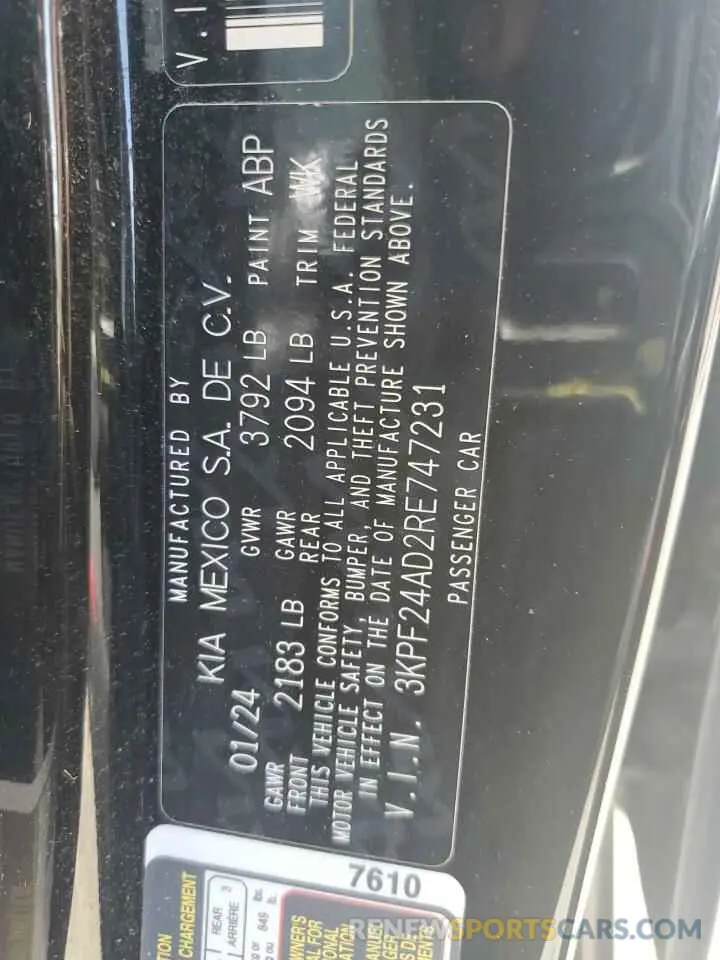 13 Photograph of a damaged car 3KPF24AD2RE747231 KIA FORTE 2024