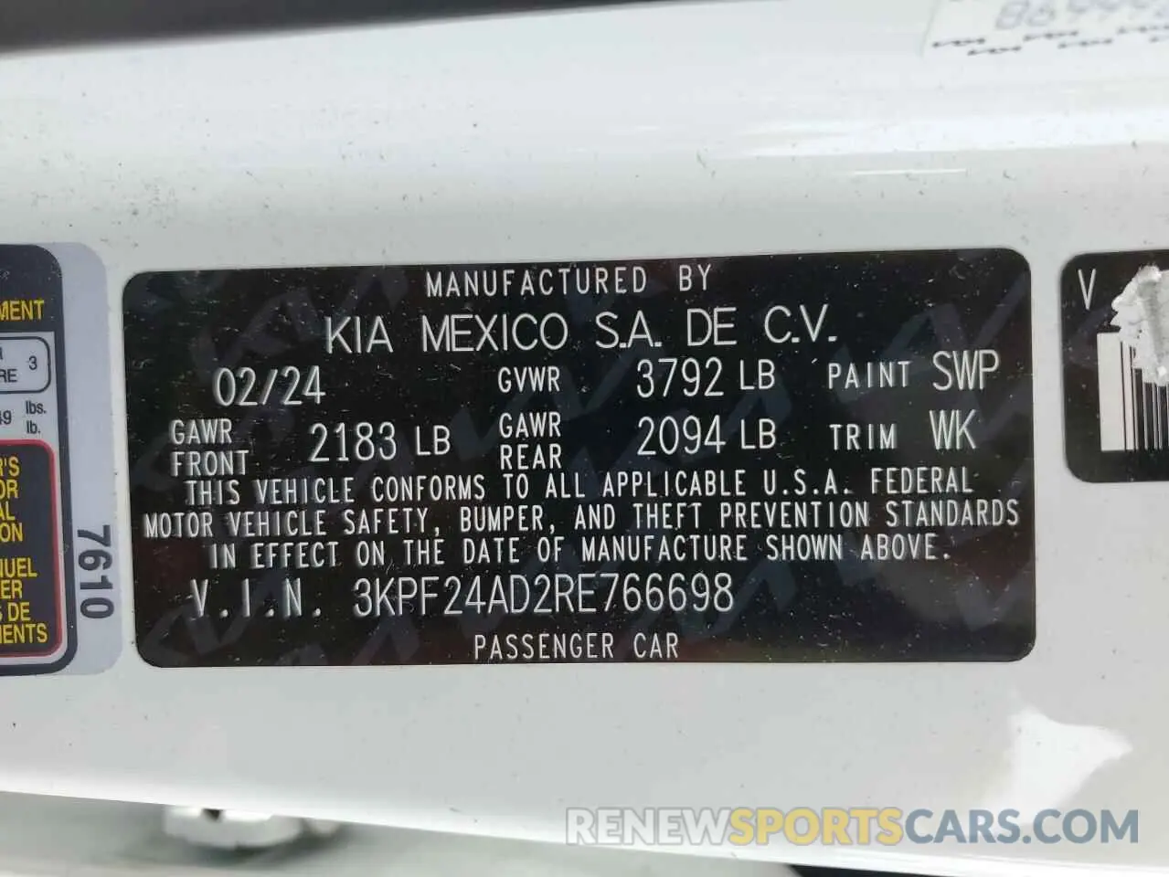 12 Photograph of a damaged car 3KPF24AD2RE766698 KIA FORTE 2024