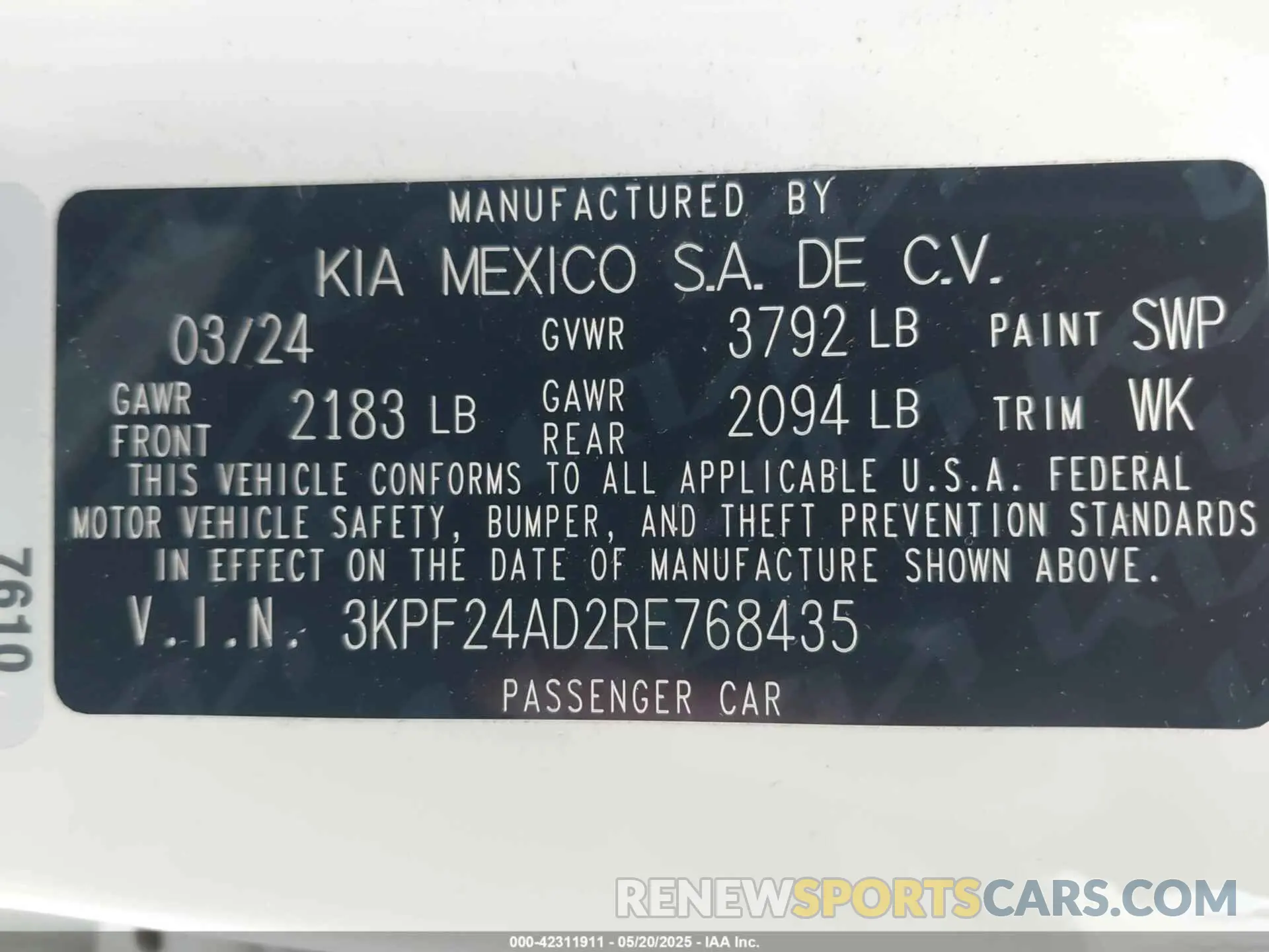 9 Photograph of a damaged car 3KPF24AD2RE768435 KIA FORTE 2024
