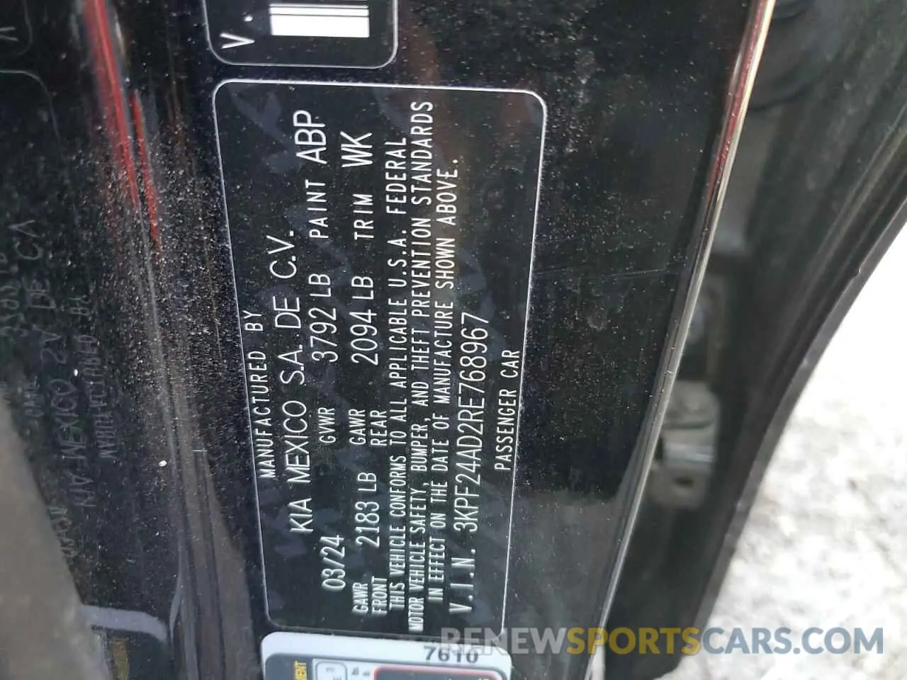 13 Photograph of a damaged car 3KPF24AD2RE768967 KIA FORTE 2024
