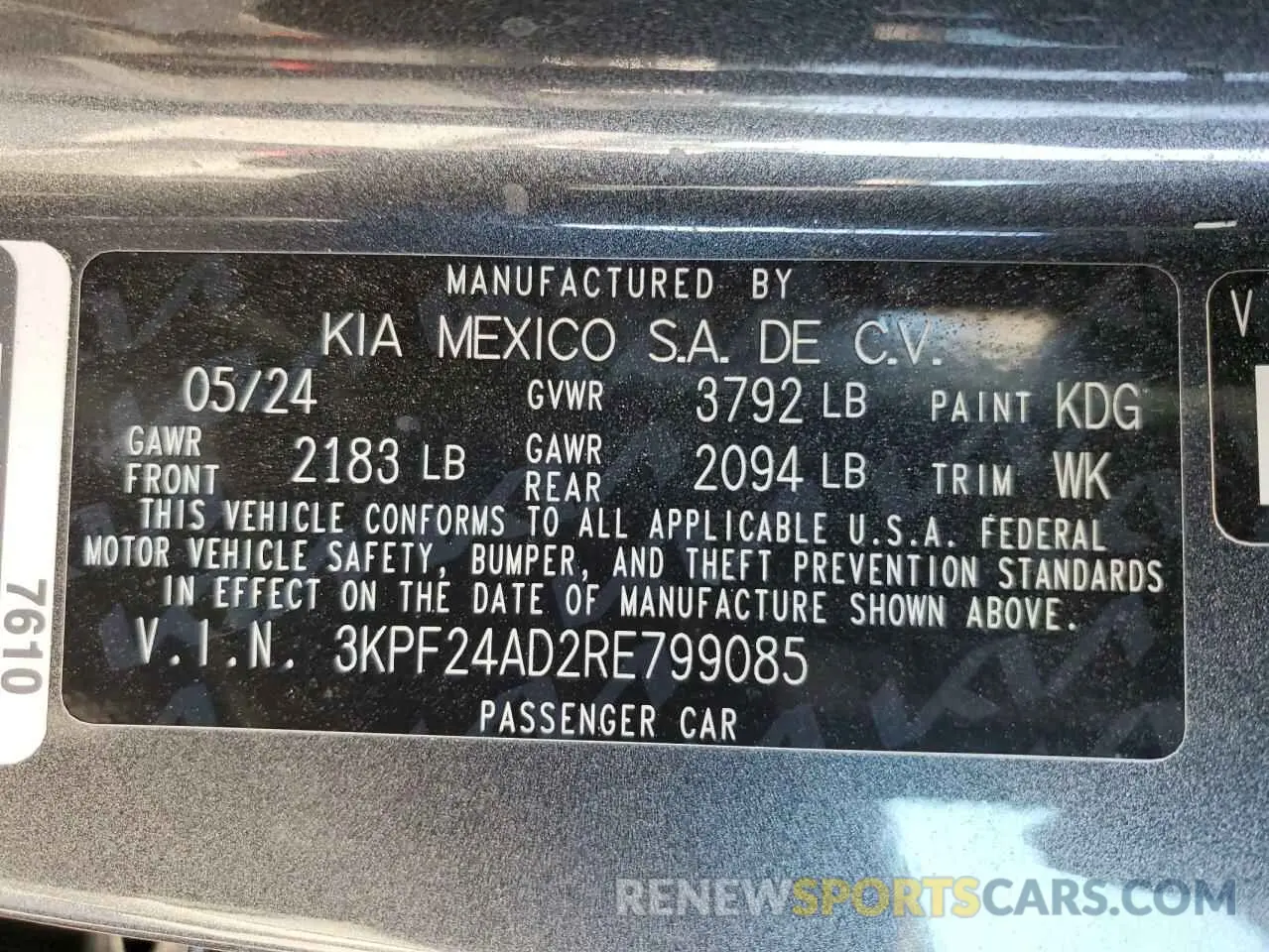 13 Photograph of a damaged car 3KPF24AD2RE799085 KIA FORTE 2024
