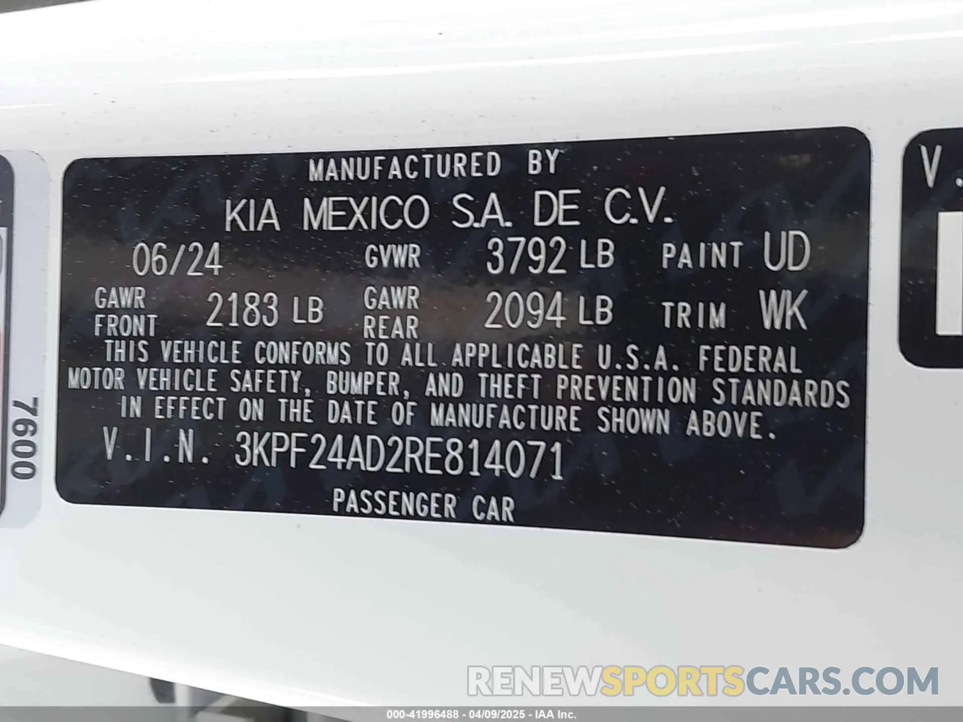9 Photograph of a damaged car 3KPF24AD2RE814071 KIA FORTE 2024