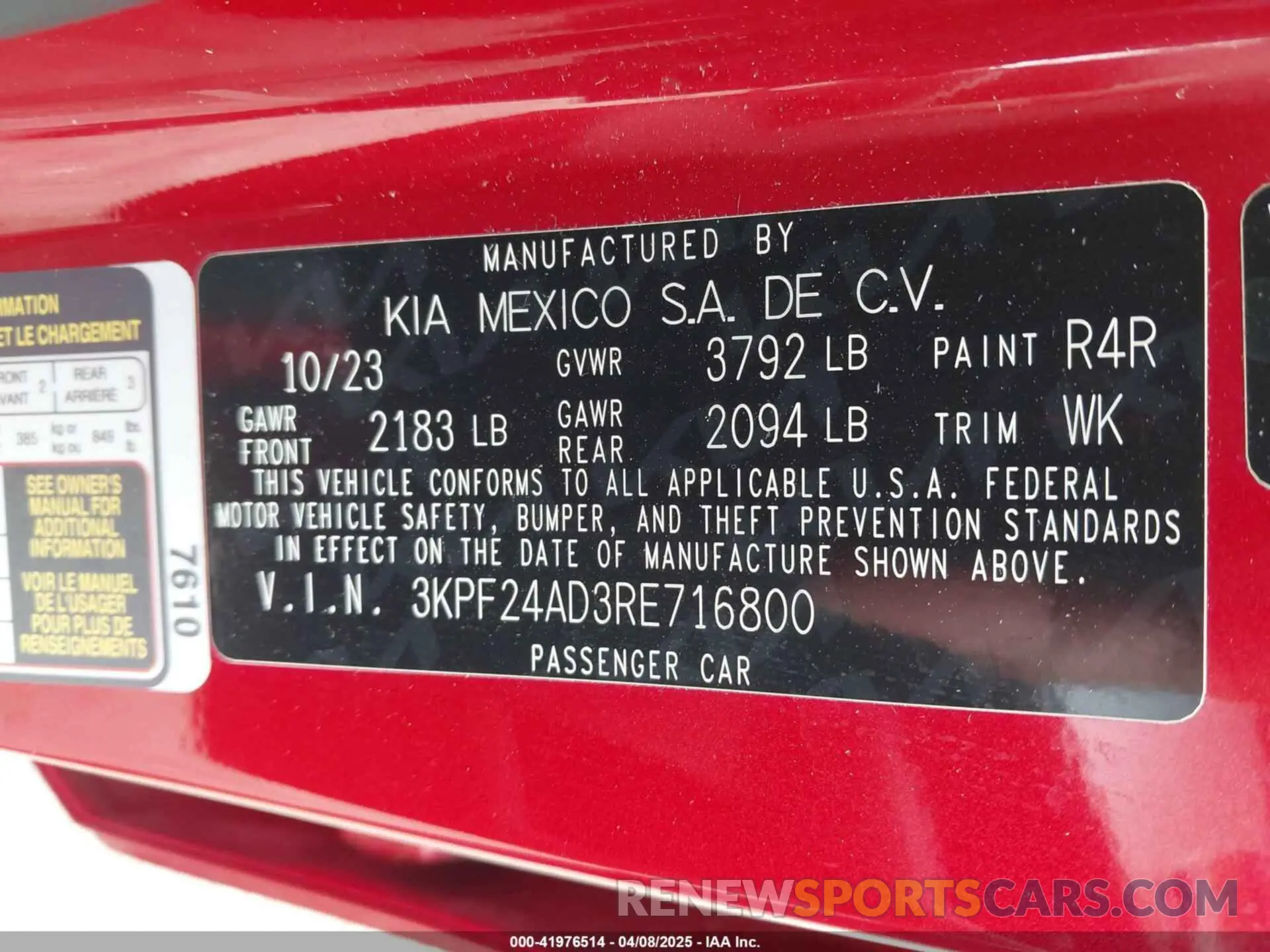 9 Photograph of a damaged car 3KPF24AD3RE716800 KIA FORTE 2024