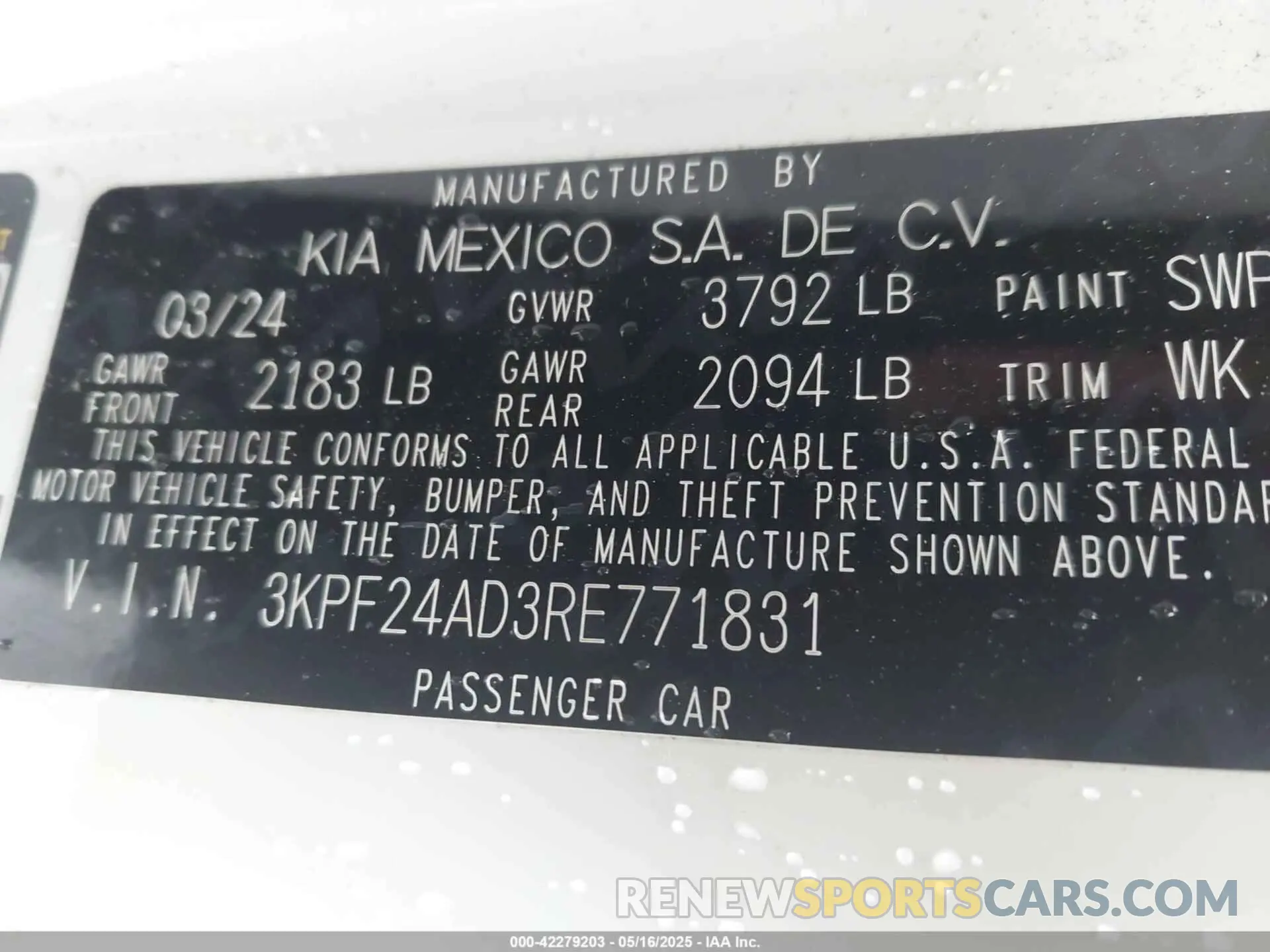 9 Photograph of a damaged car 3KPF24AD3RE771831 KIA FORTE 2024
