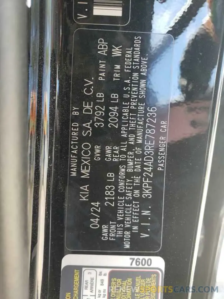 12 Photograph of a damaged car 3KPF24AD3RE787236 KIA FORTE 2024
