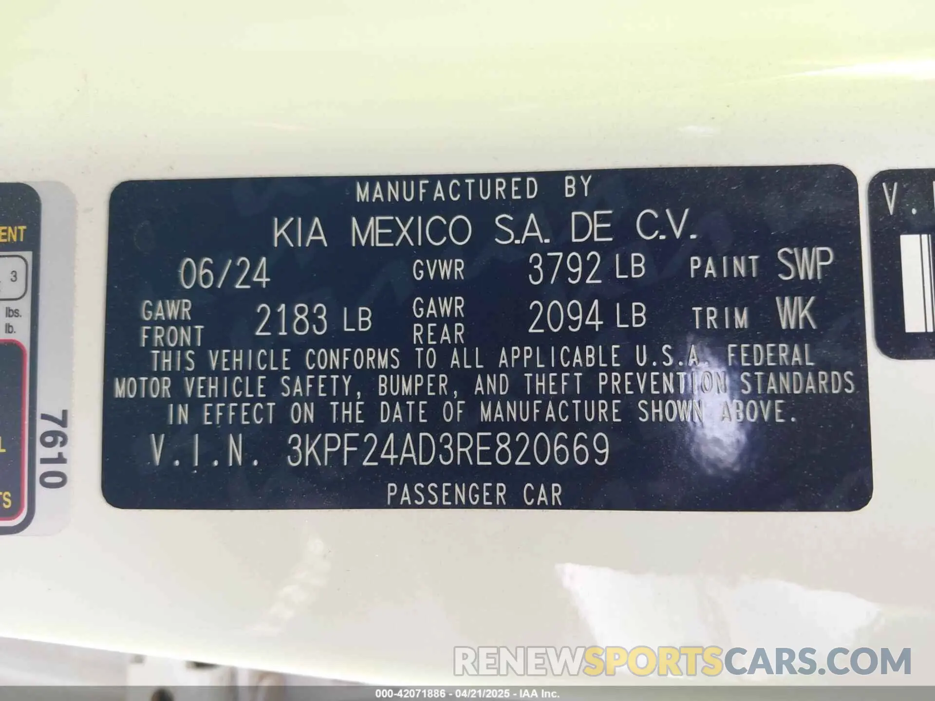 9 Photograph of a damaged car 3KPF24AD3RE820669 KIA FORTE 2024
