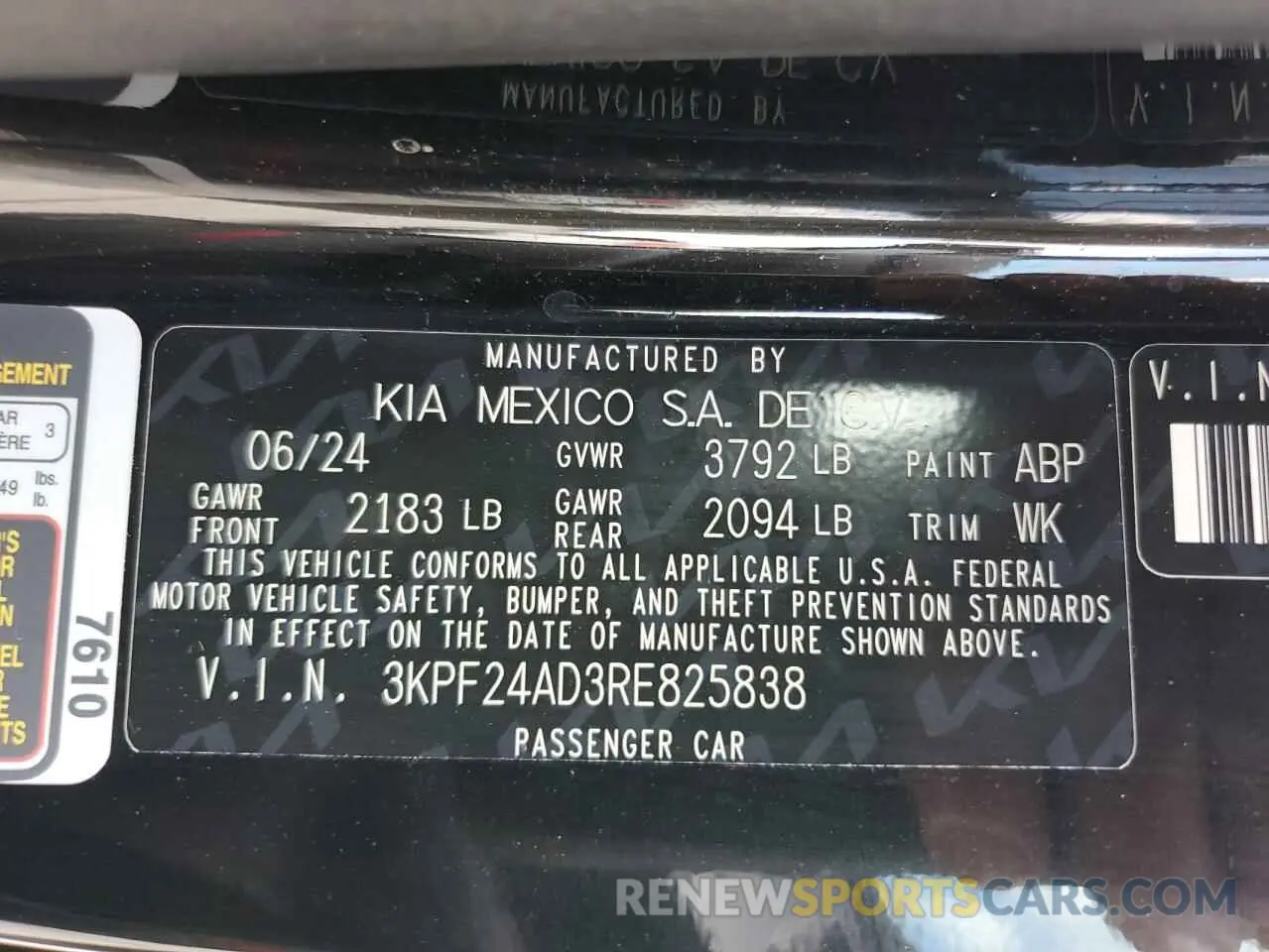 12 Photograph of a damaged car 3KPF24AD3RE825838 KIA FORTE 2024