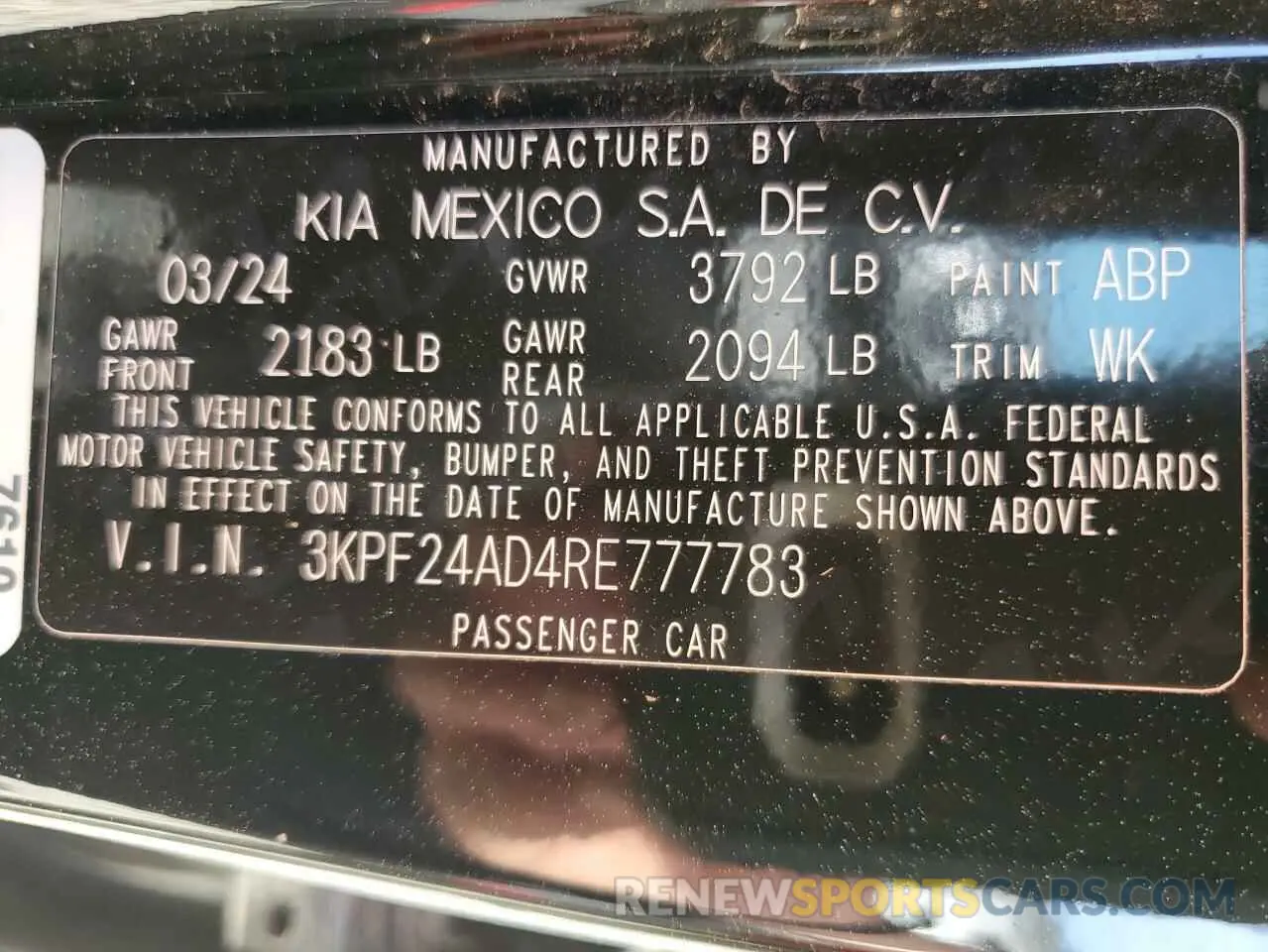 12 Photograph of a damaged car 3KPF24AD4RE777783 KIA FORTE 2024