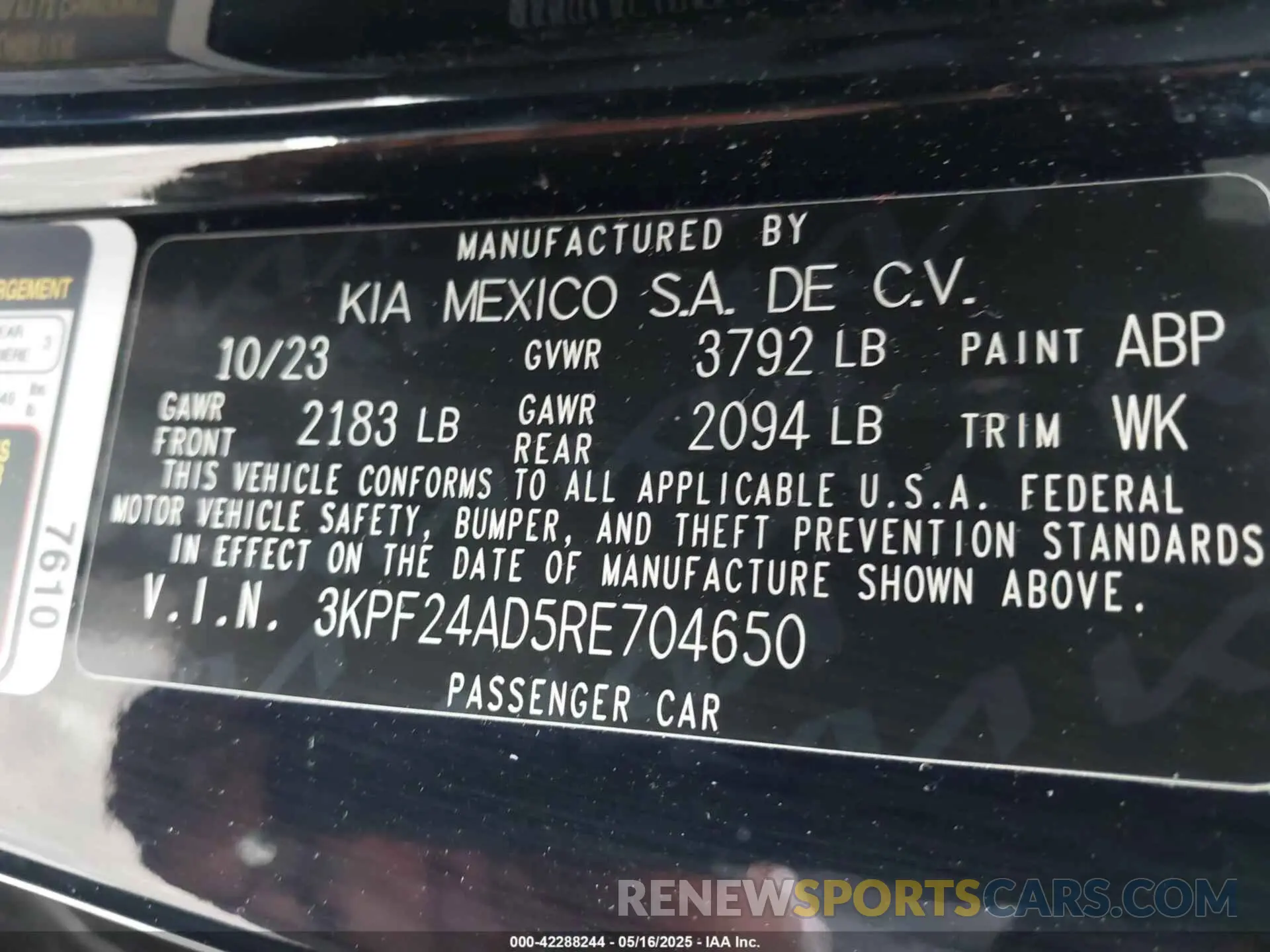 9 Photograph of a damaged car 3KPF24AD5RE704650 KIA FORTE 2024