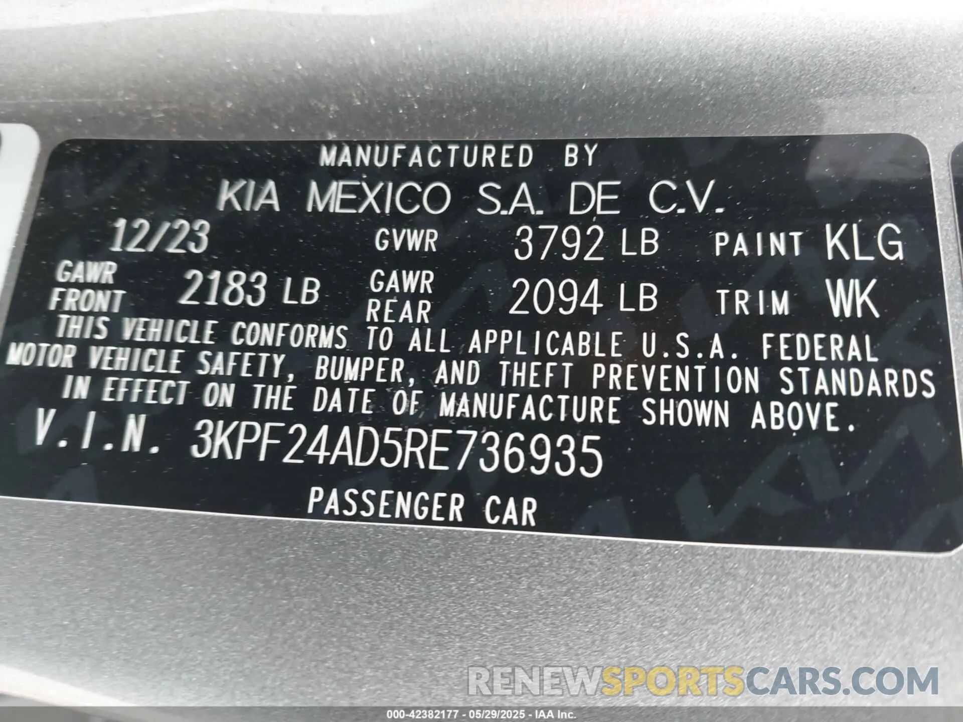 9 Photograph of a damaged car 3KPF24AD5RE736935 KIA FORTE 2024