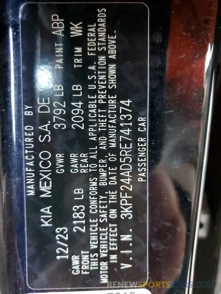 13 Photograph of a damaged car 3KPF24AD5RE741374 KIA FORTE 2024