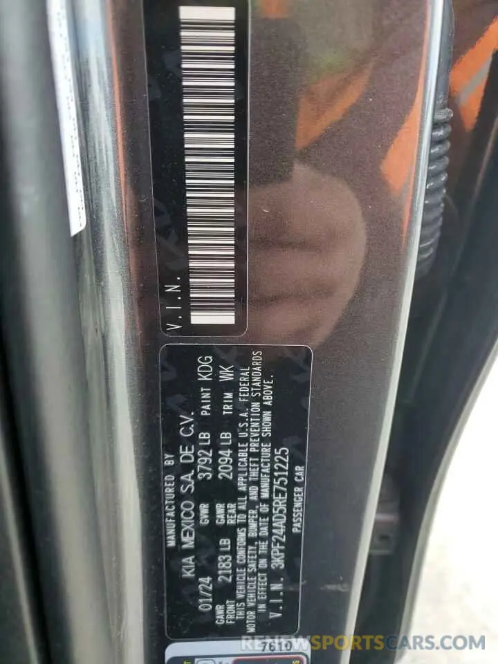 13 Photograph of a damaged car 3KPF24AD5RE751225 KIA FORTE 2024