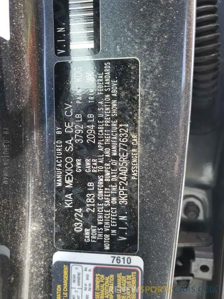 12 Photograph of a damaged car 3KPF24AD5RE776321 KIA FORTE 2024