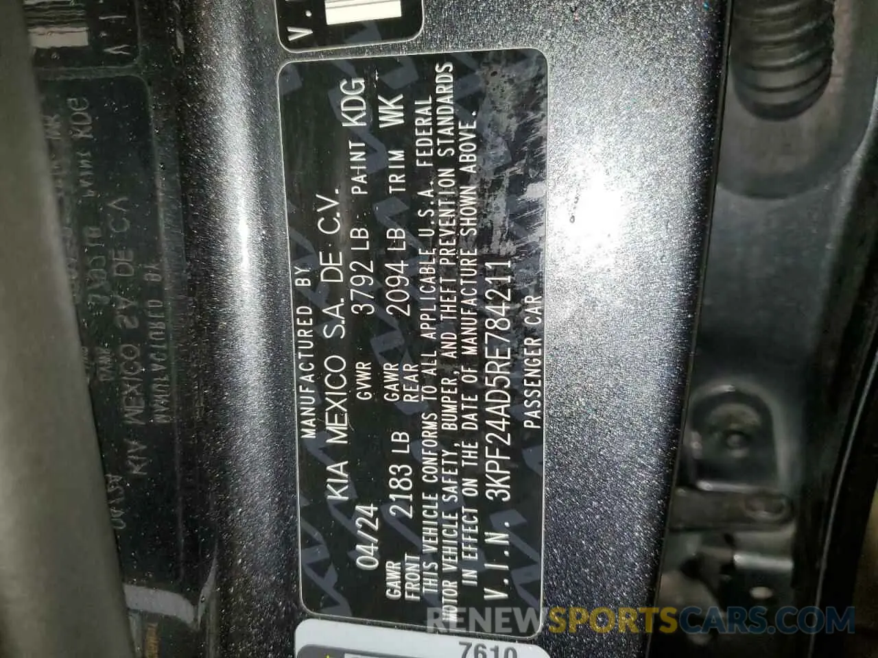 13 Photograph of a damaged car 3KPF24AD5RE784211 KIA FORTE 2024