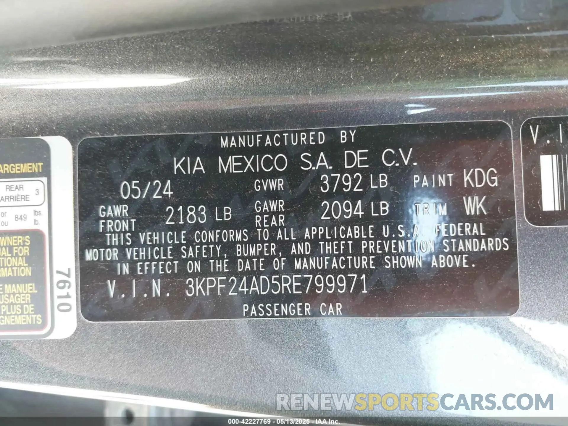 9 Photograph of a damaged car 3KPF24AD5RE799971 KIA FORTE 2024