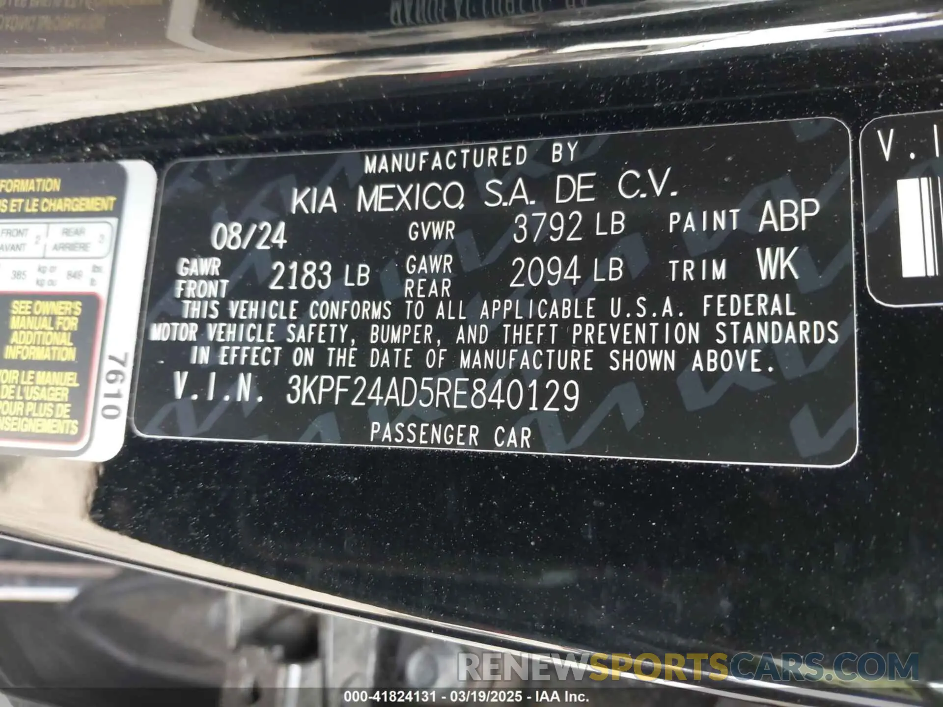 9 Photograph of a damaged car 3KPF24AD5RE840129 KIA FORTE 2024