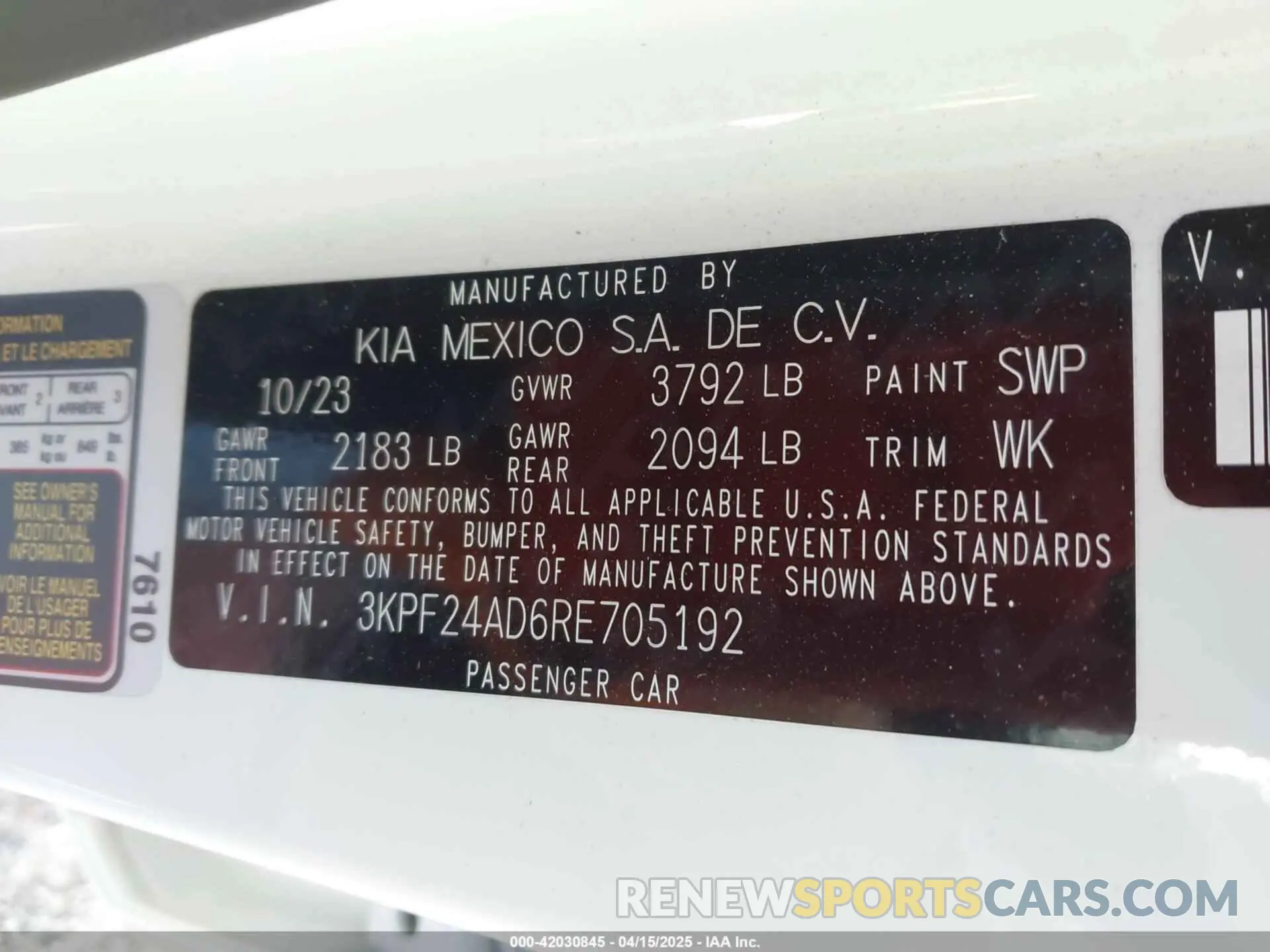 9 Photograph of a damaged car 3KPF24AD6RE705192 KIA FORTE 2024