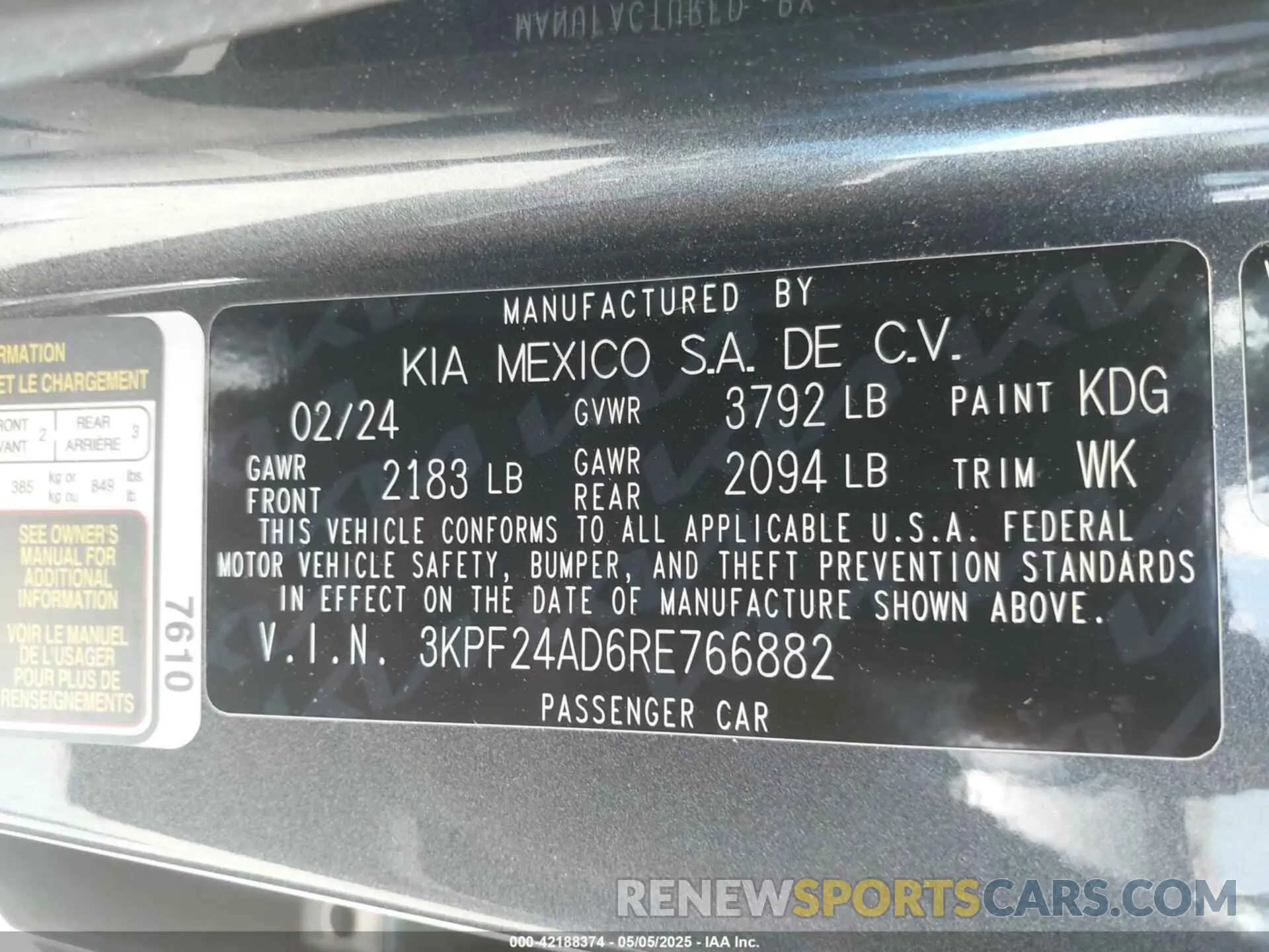 9 Photograph of a damaged car 3KPF24AD6RE766882 KIA FORTE 2024