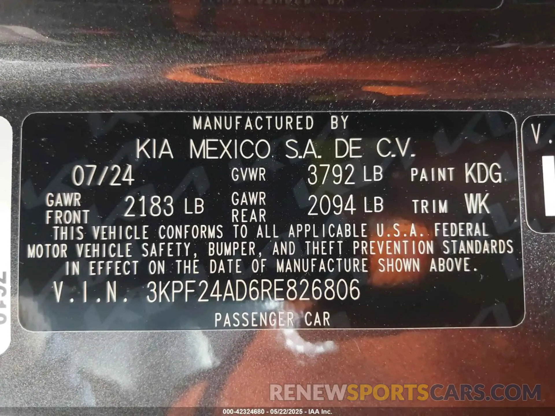 9 Photograph of a damaged car 3KPF24AD6RE826806 KIA FORTE 2024