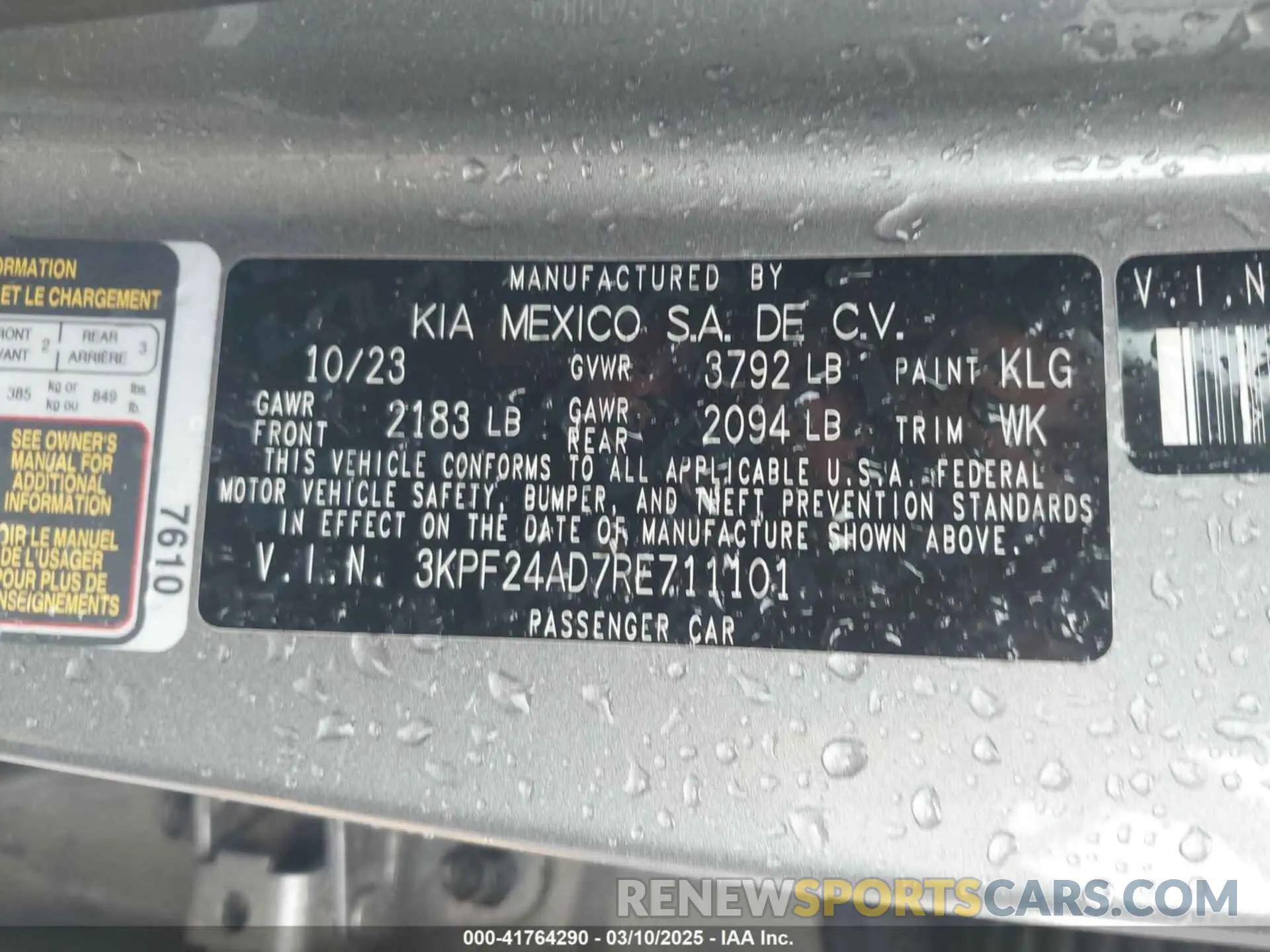 9 Photograph of a damaged car 3KPF24AD7RE711101 KIA FORTE 2024