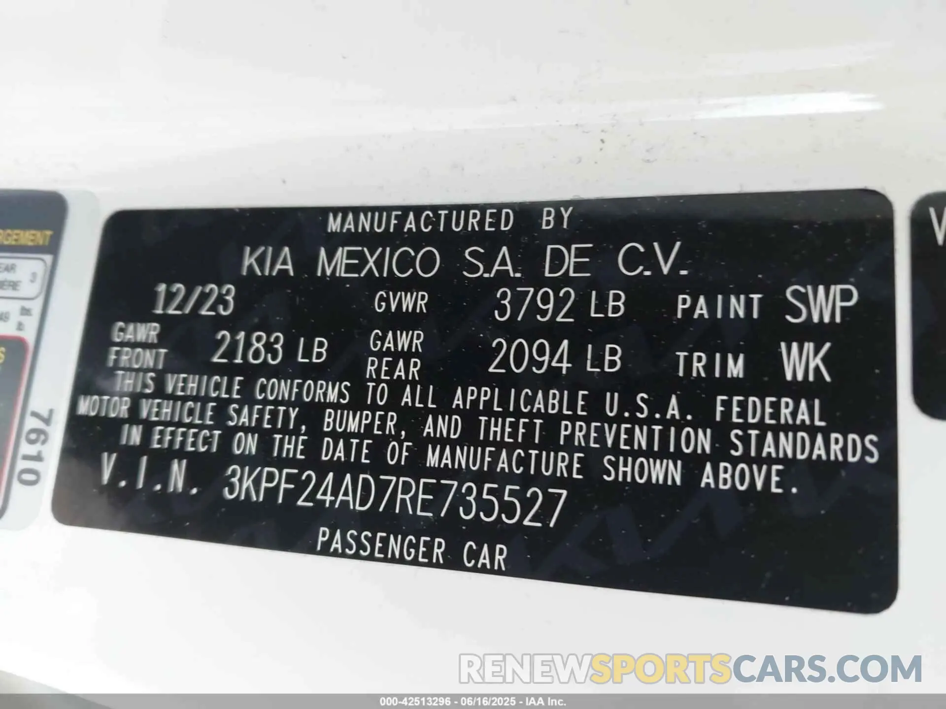 9 Photograph of a damaged car 3KPF24AD7RE735527 KIA FORTE 2024