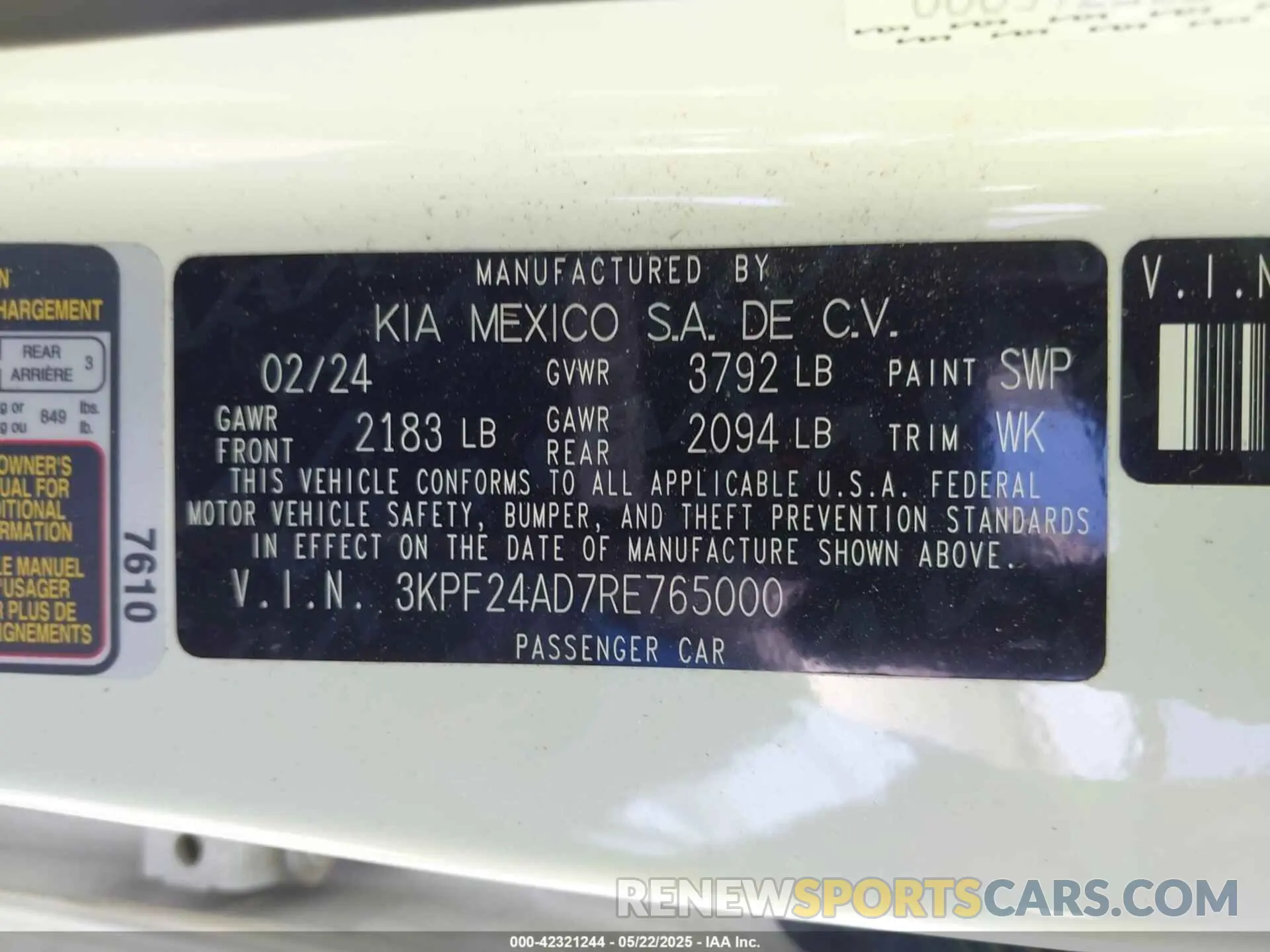 9 Photograph of a damaged car 3KPF24AD7RE765000 KIA FORTE 2024