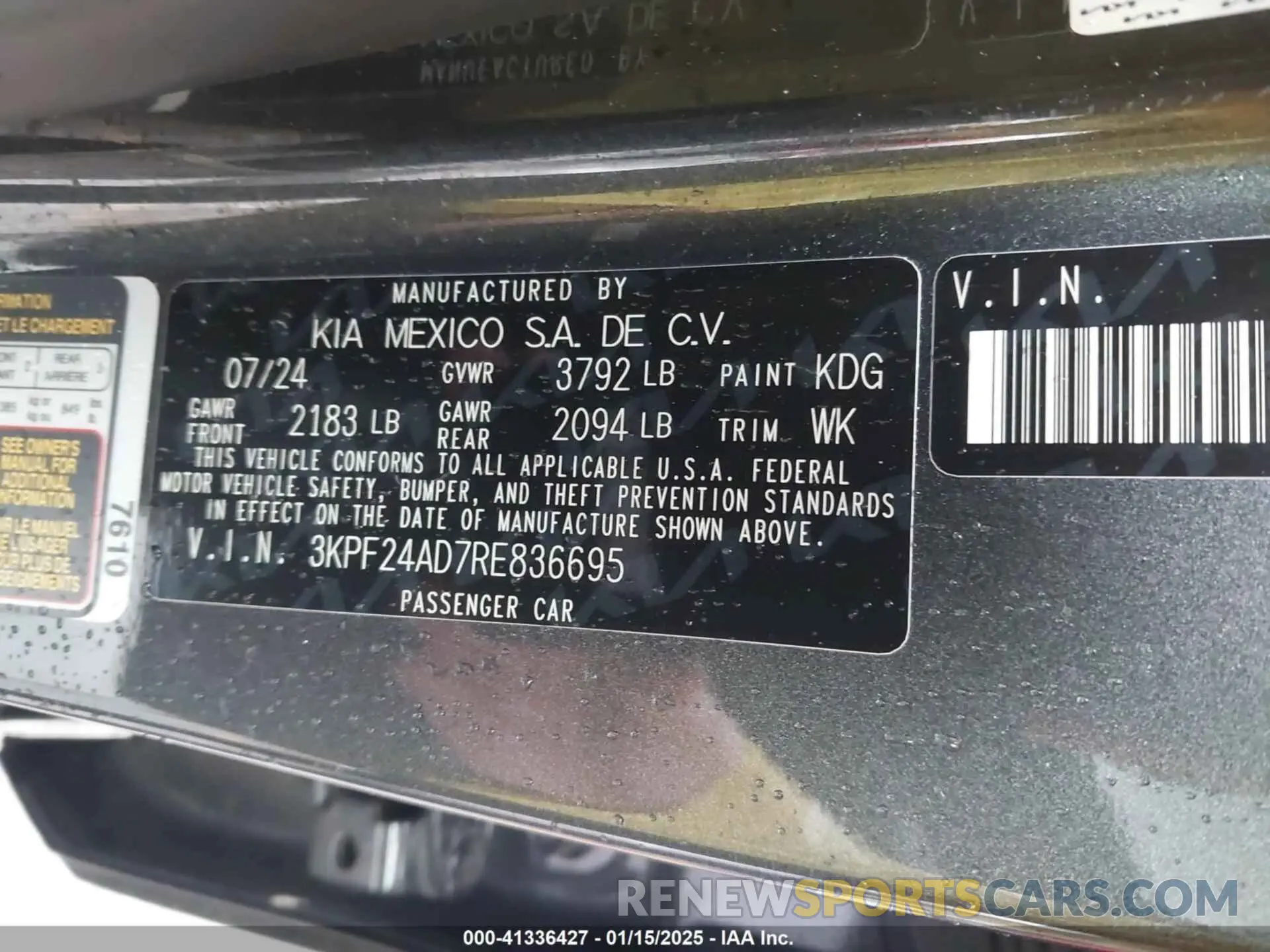 9 Photograph of a damaged car 3KPF24AD7RE836695 KIA FORTE 2024