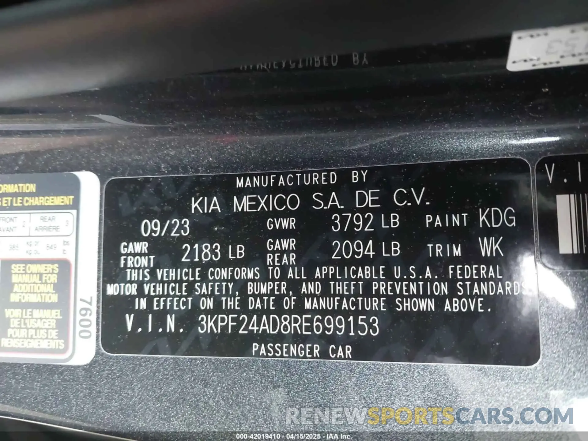 9 Photograph of a damaged car 3KPF24AD8RE699153 KIA FORTE 2024