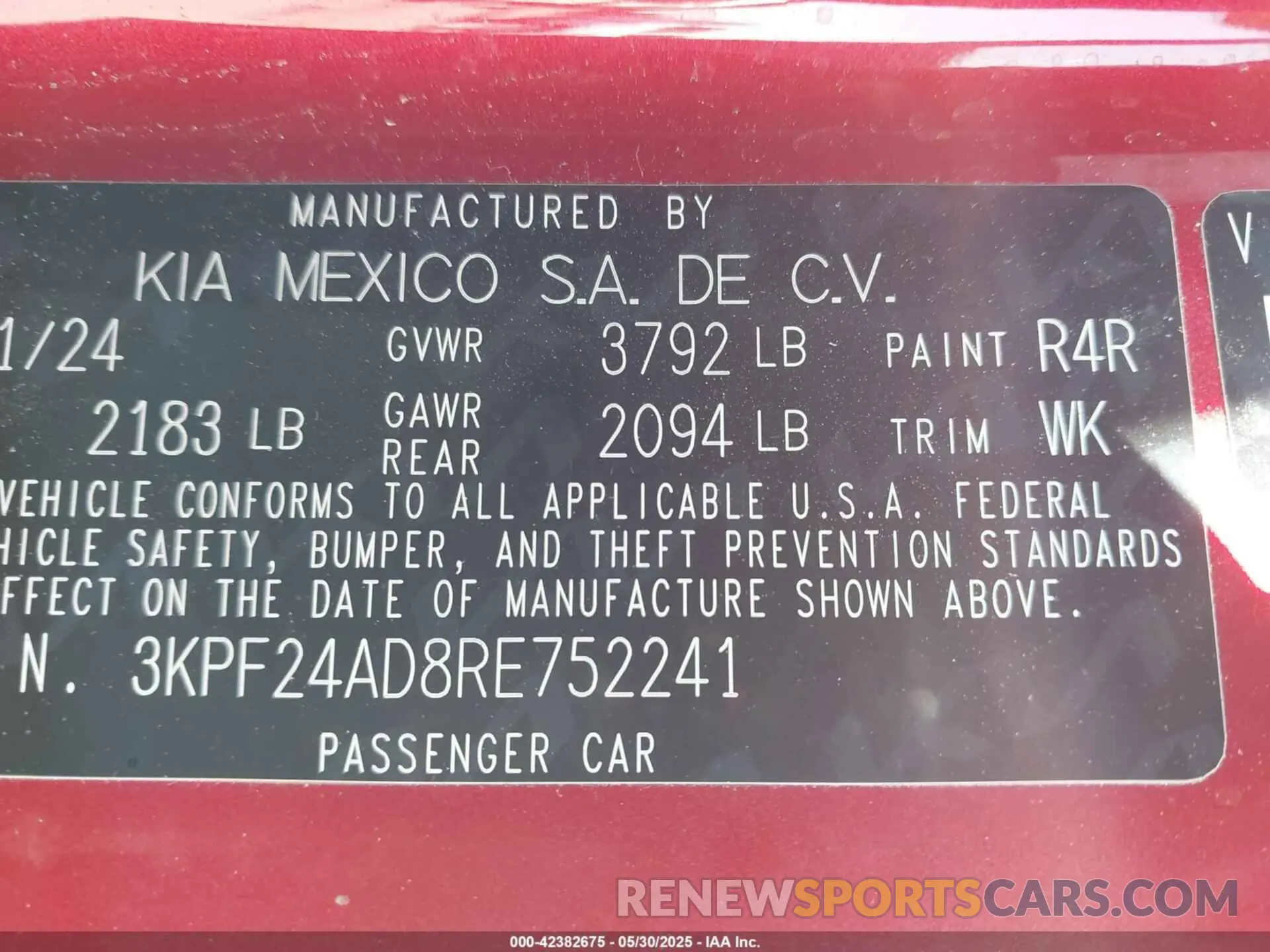 9 Photograph of a damaged car 3KPF24AD8RE752241 KIA FORTE 2024