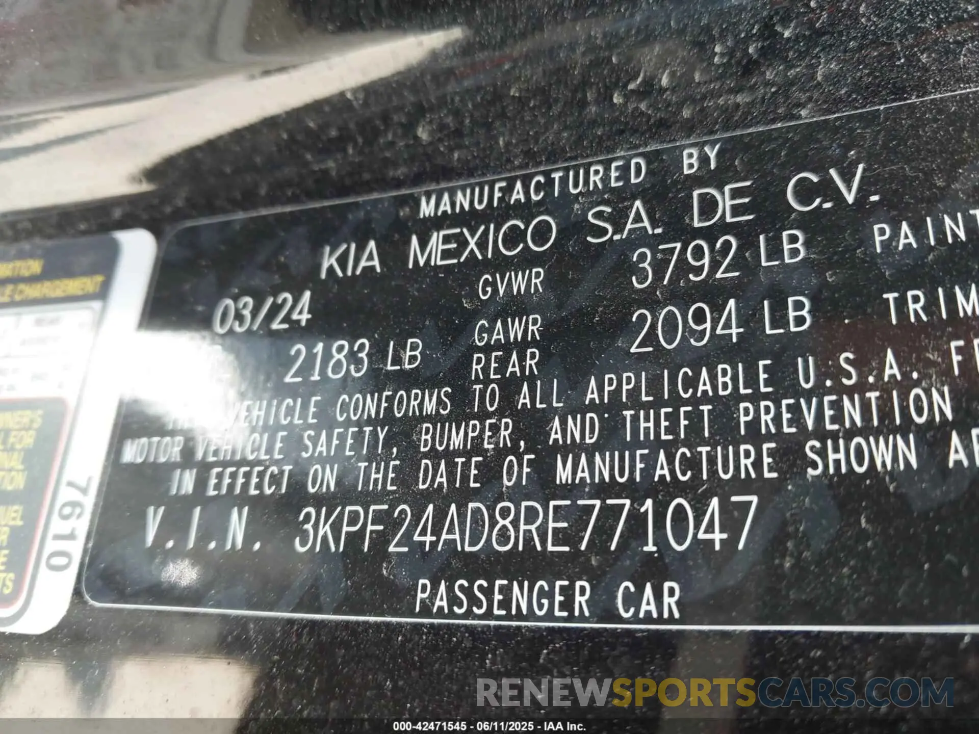 9 Photograph of a damaged car 3KPF24AD8RE771047 KIA FORTE 2024