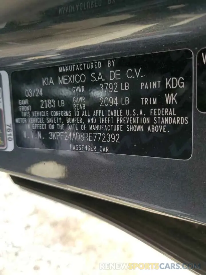 13 Photograph of a damaged car 3KPF24AD8RE772392 KIA FORTE 2024