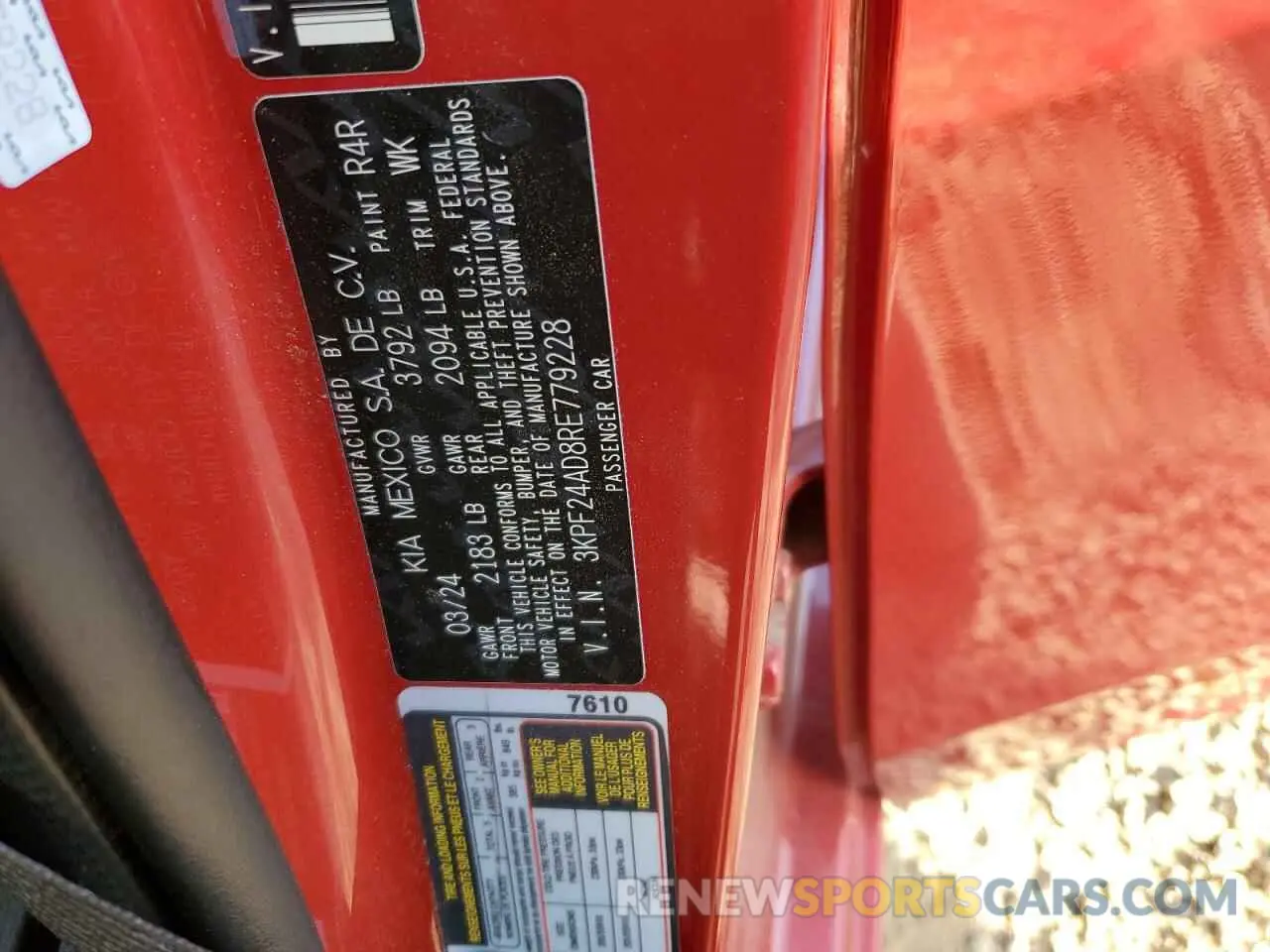 12 Photograph of a damaged car 3KPF24AD8RE779228 KIA FORTE 2024