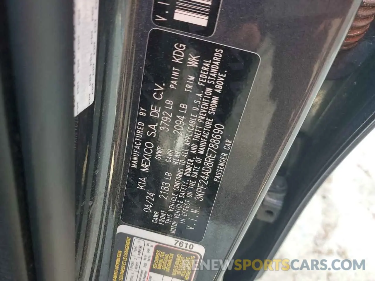 13 Photograph of a damaged car 3KPF24AD8RE788690 KIA FORTE 2024