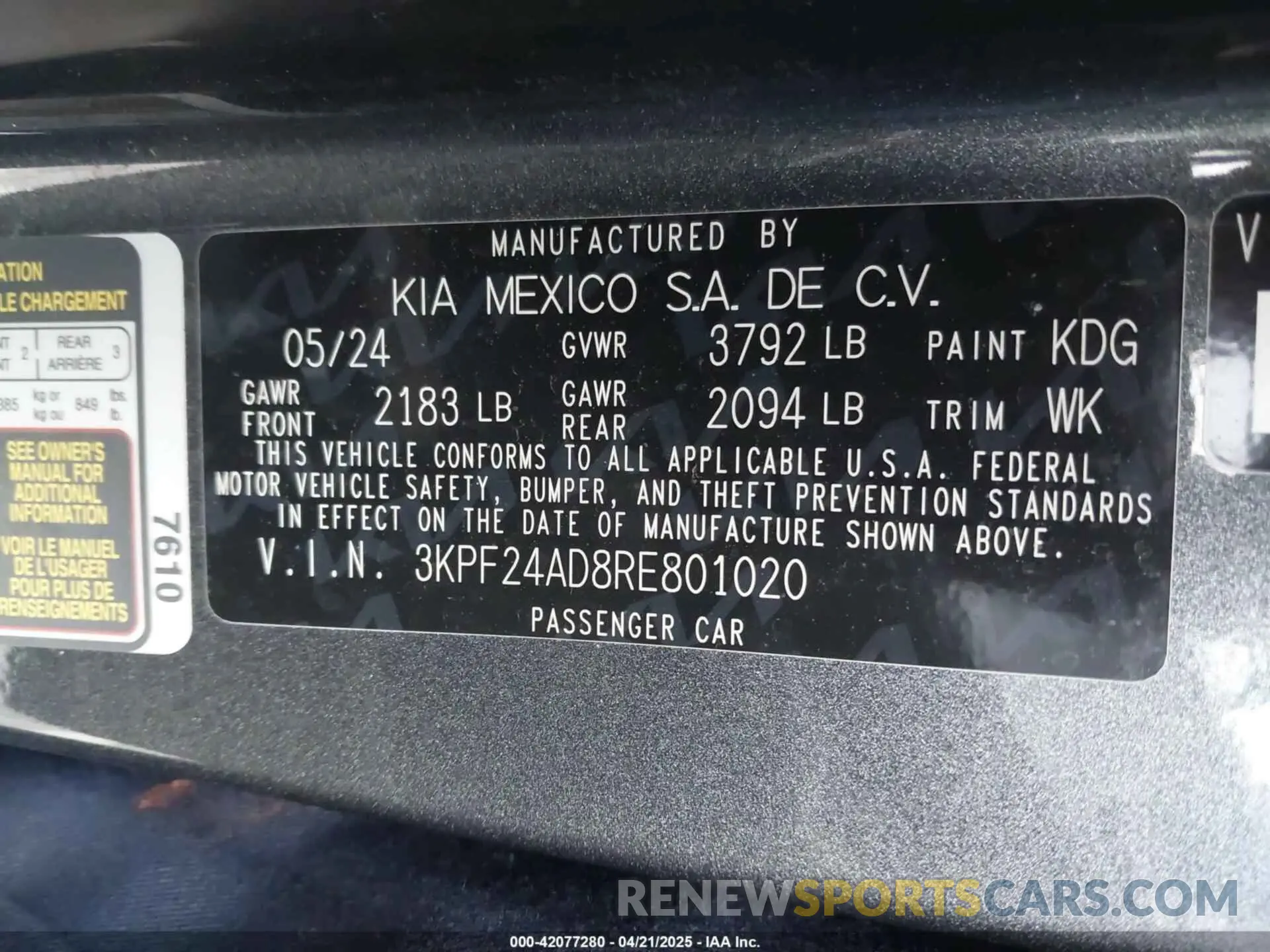 9 Photograph of a damaged car 3KPF24AD8RE801020 KIA FORTE 2024