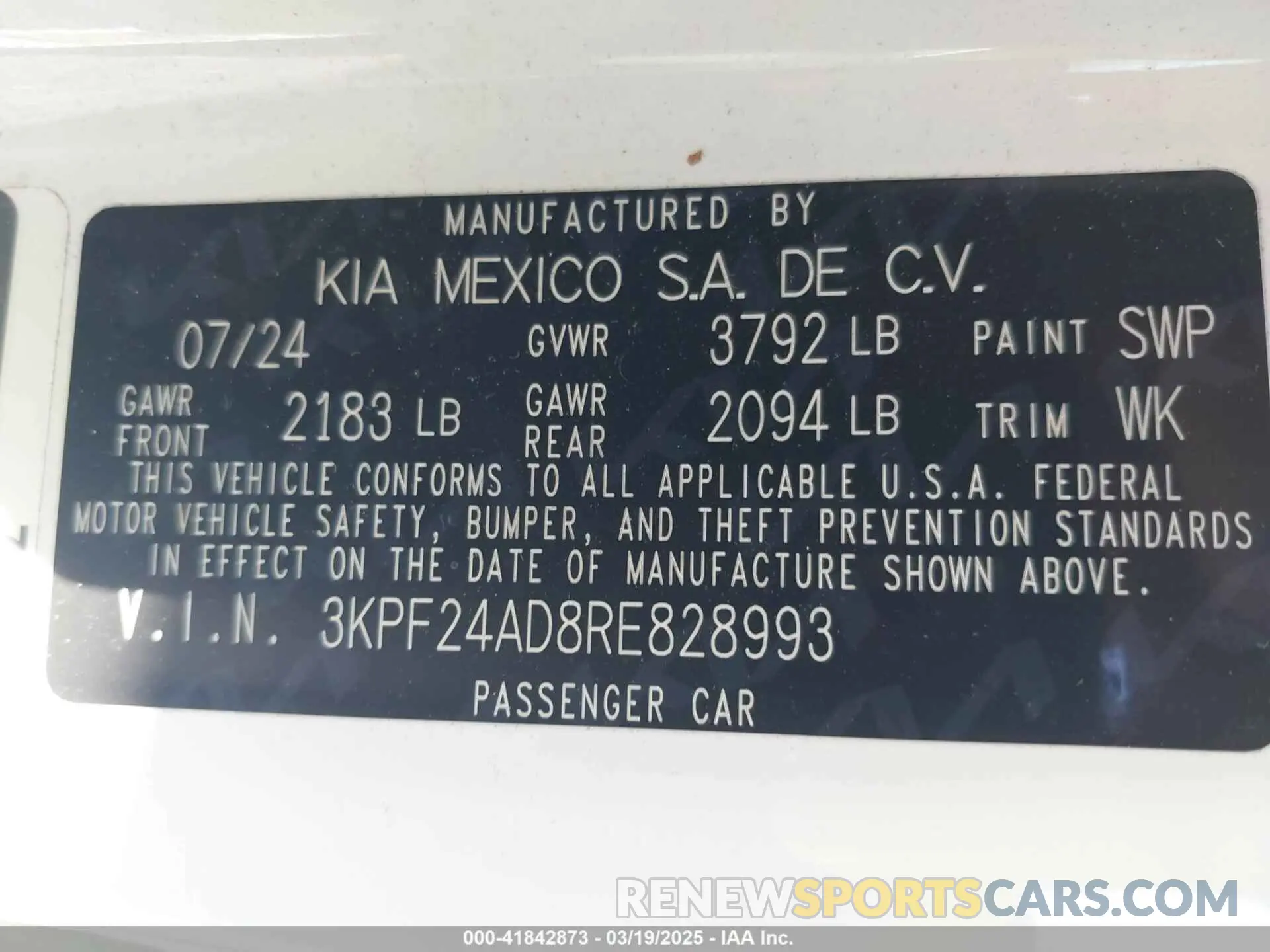 9 Photograph of a damaged car 3KPF24AD8RE828993 KIA FORTE 2024