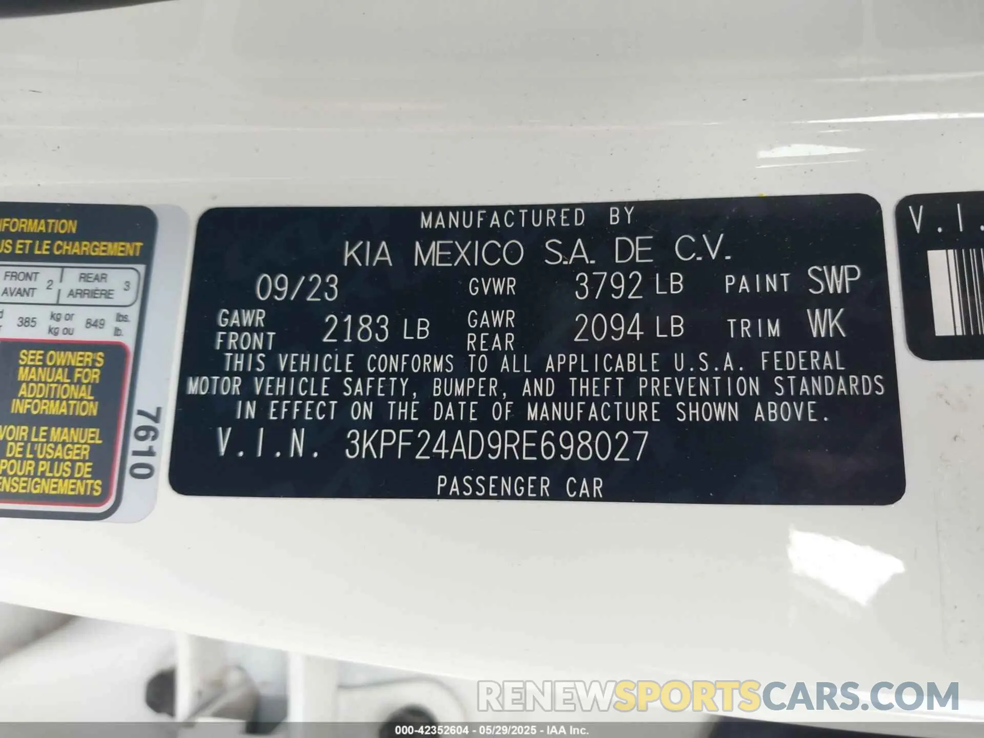 9 Photograph of a damaged car 3KPF24AD9RE698027 KIA FORTE 2024
