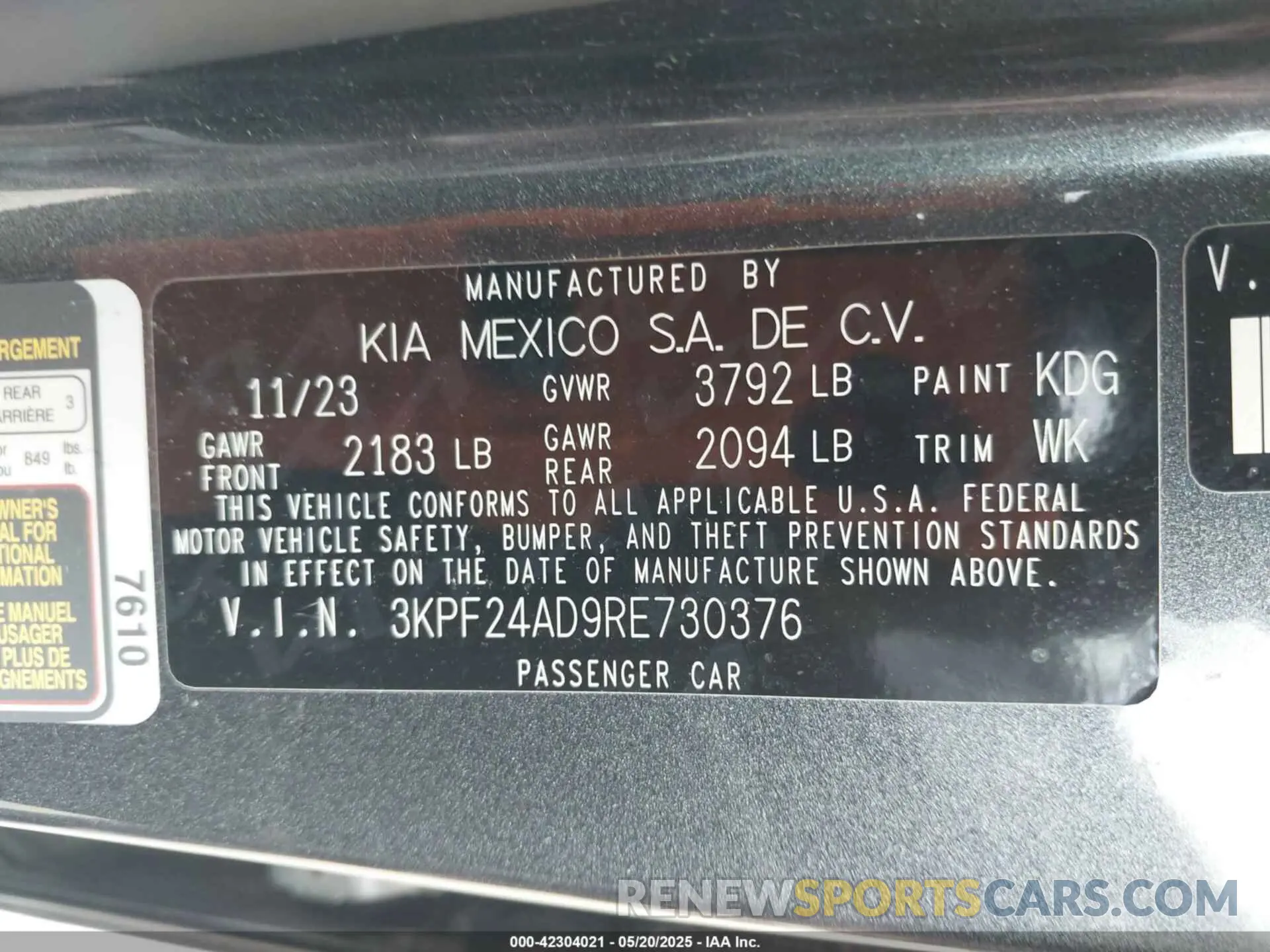 9 Photograph of a damaged car 3KPF24AD9RE730376 KIA FORTE 2024
