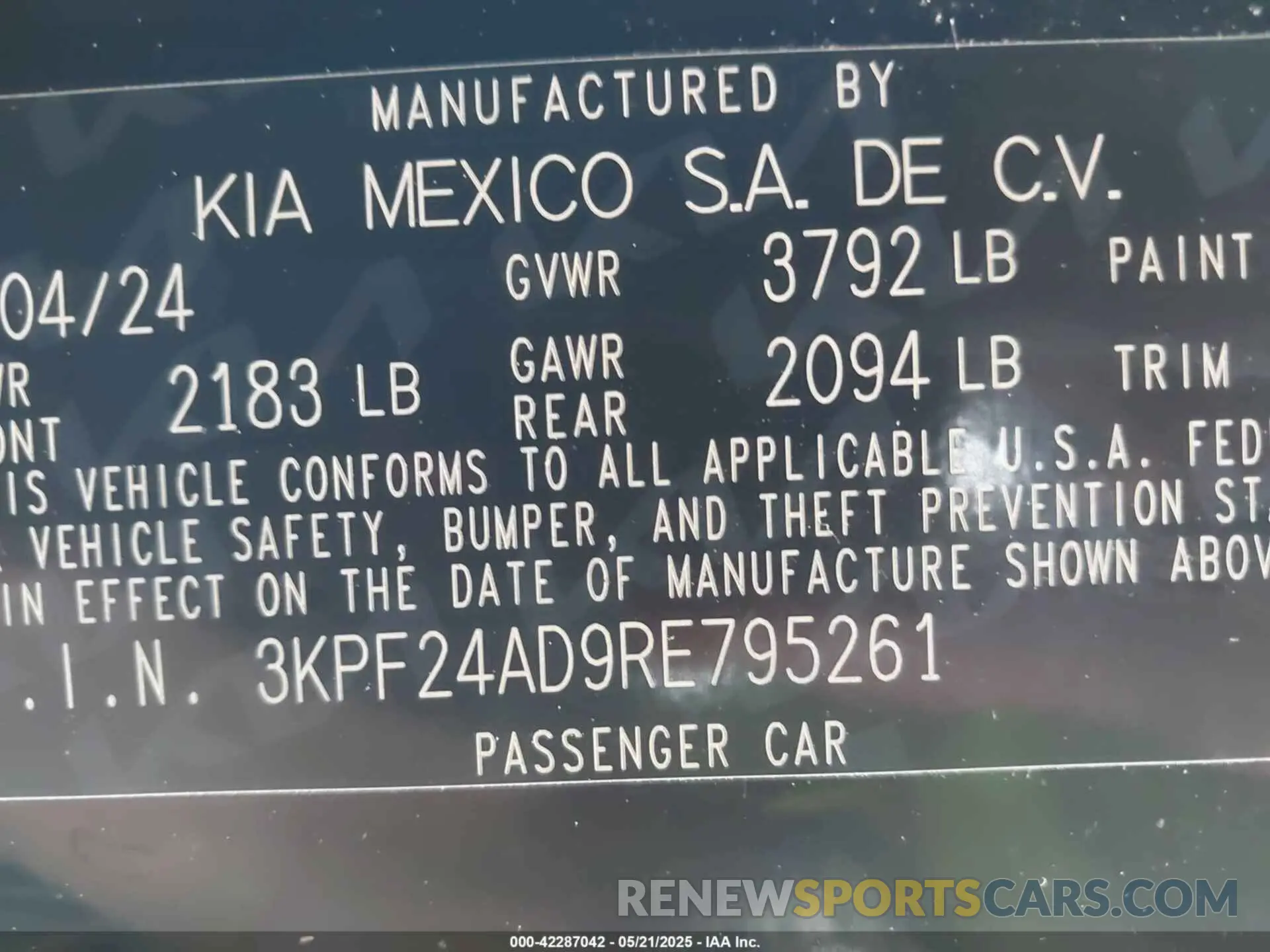 9 Photograph of a damaged car 3KPF24AD9RE795261 KIA FORTE 2024