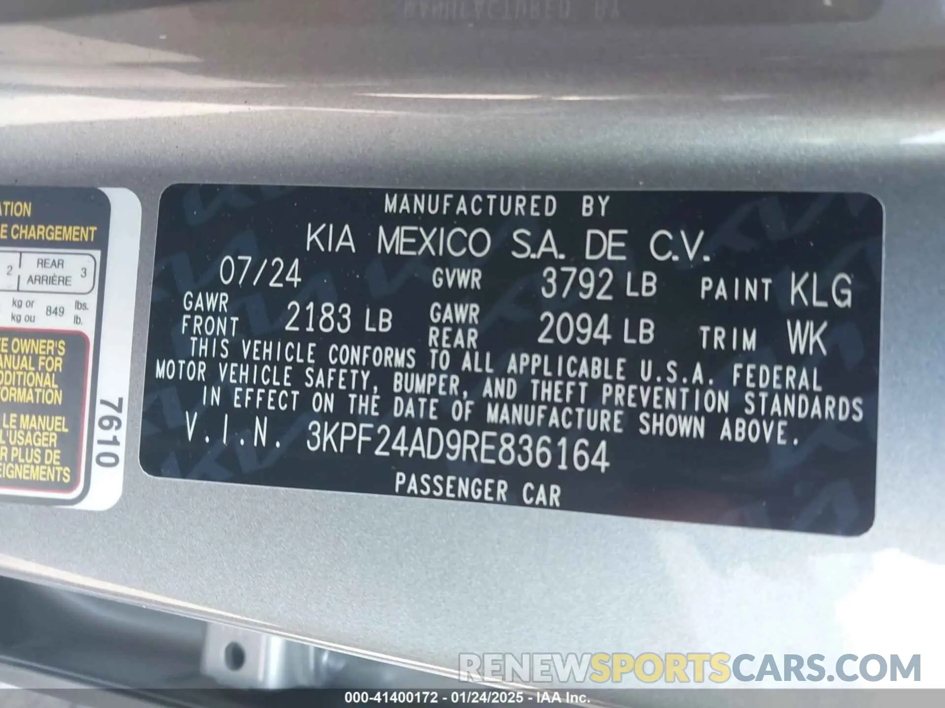 9 Photograph of a damaged car 3KPF24AD9RE836164 KIA FORTE 2024
