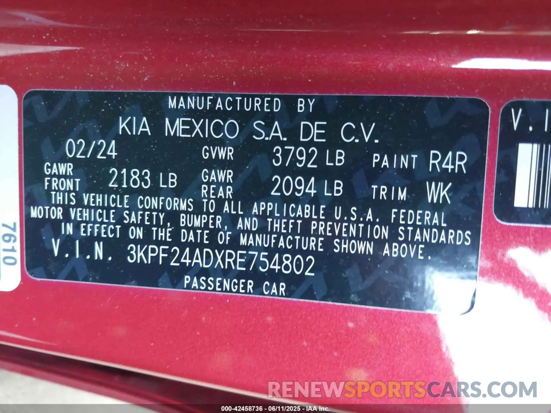 9 Photograph of a damaged car 3KPF24ADXRE754802 KIA FORTE 2024
