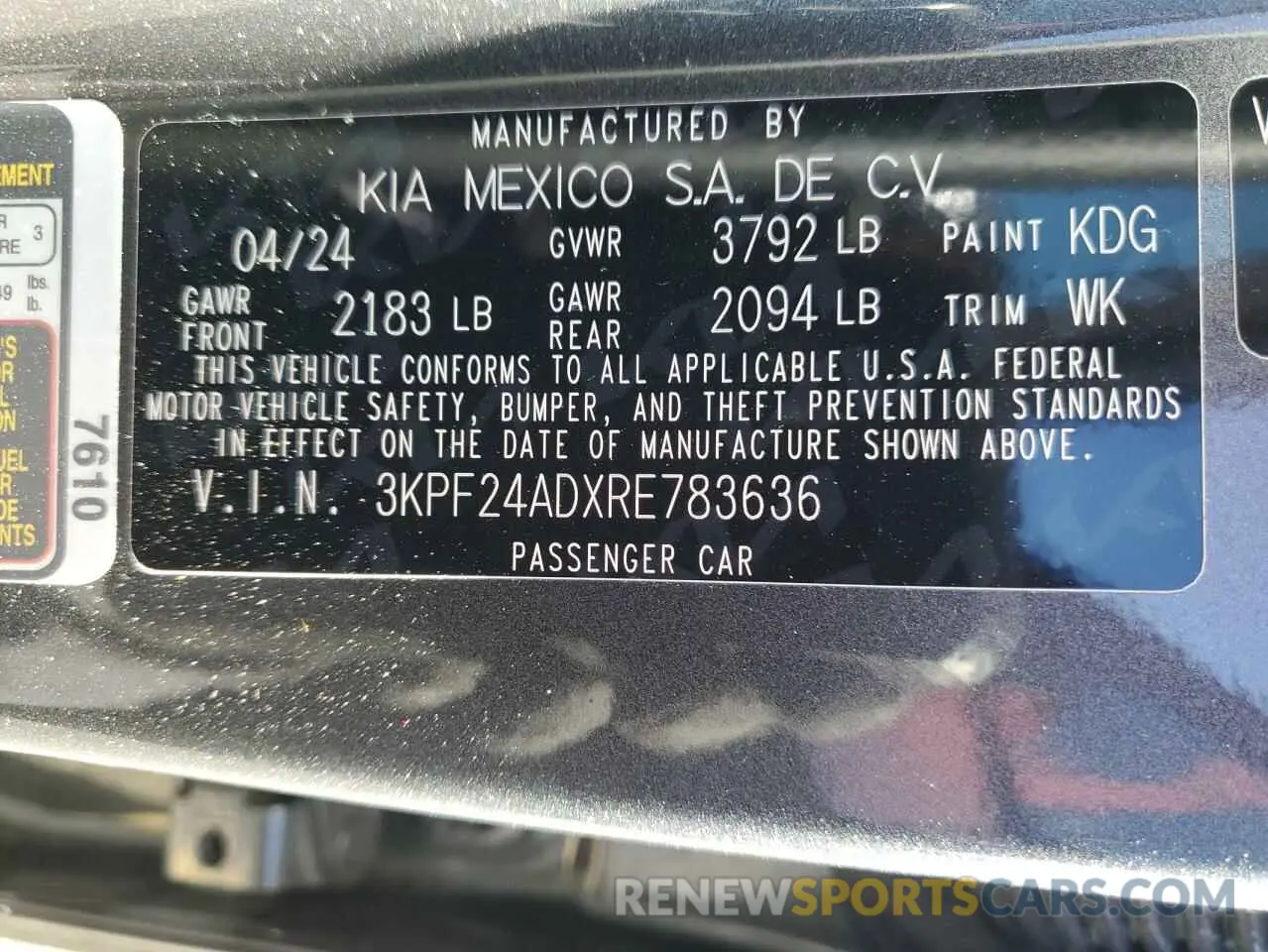 15 Photograph of a damaged car 3KPF24ADXRE783636 KIA FORTE 2024