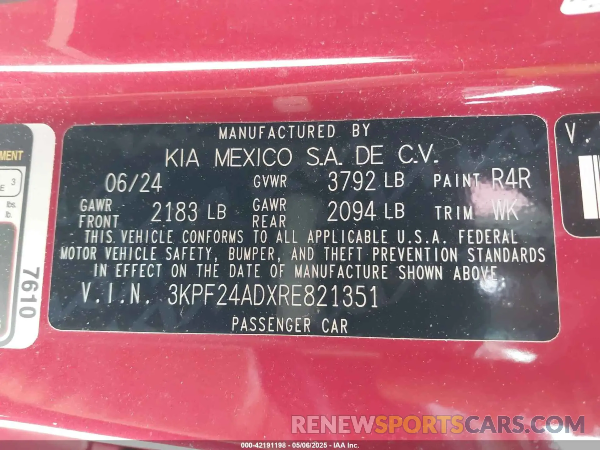 9 Photograph of a damaged car 3KPF24ADXRE821351 KIA FORTE 2024