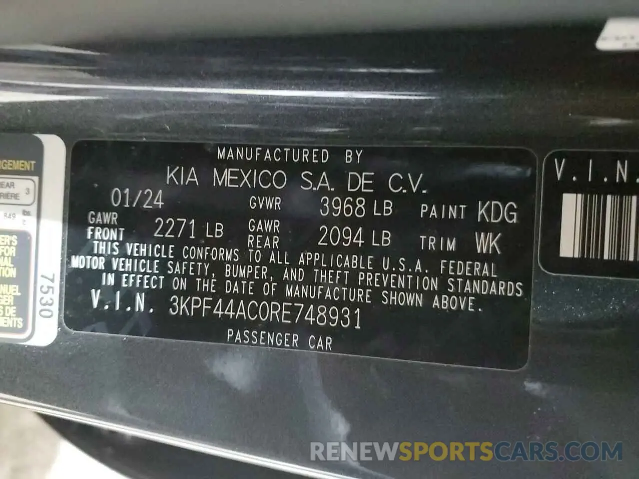 13 Photograph of a damaged car 3KPF44AC0RE748931 KIA FORTE 2024