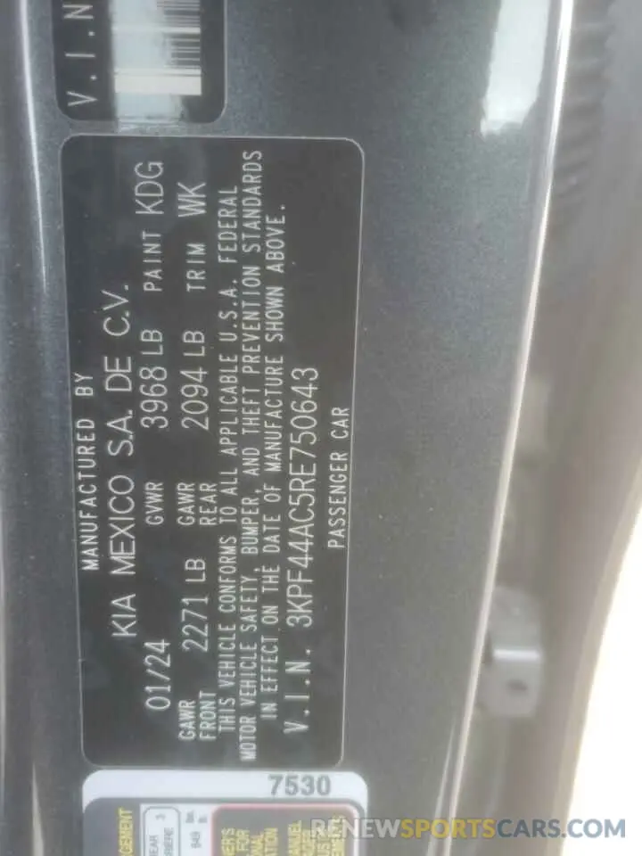 12 Photograph of a damaged car 3KPF44AC5RE750643 KIA FORTE 2024