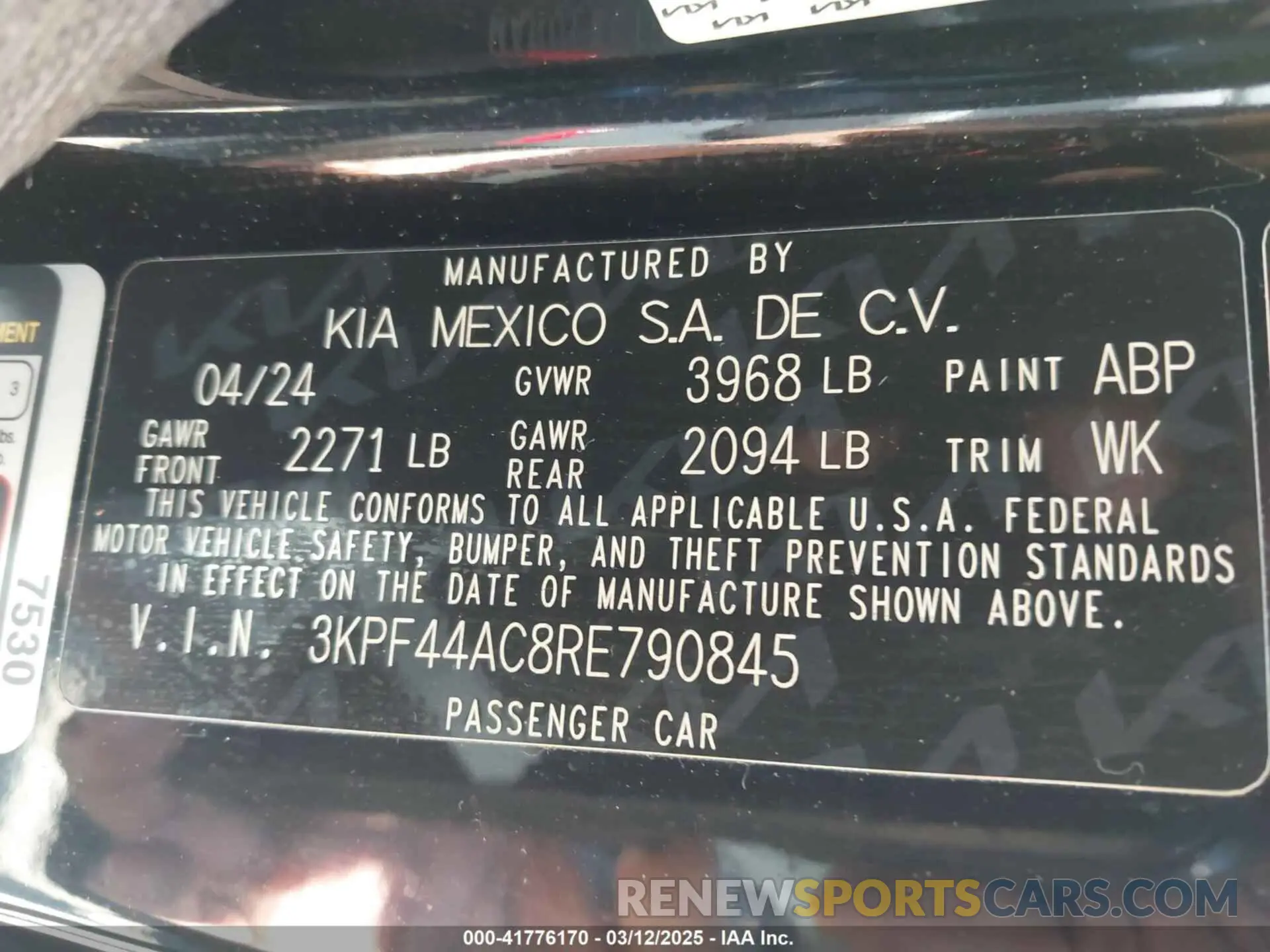 9 Photograph of a damaged car 3KPF44AC8RE790845 KIA FORTE 2024