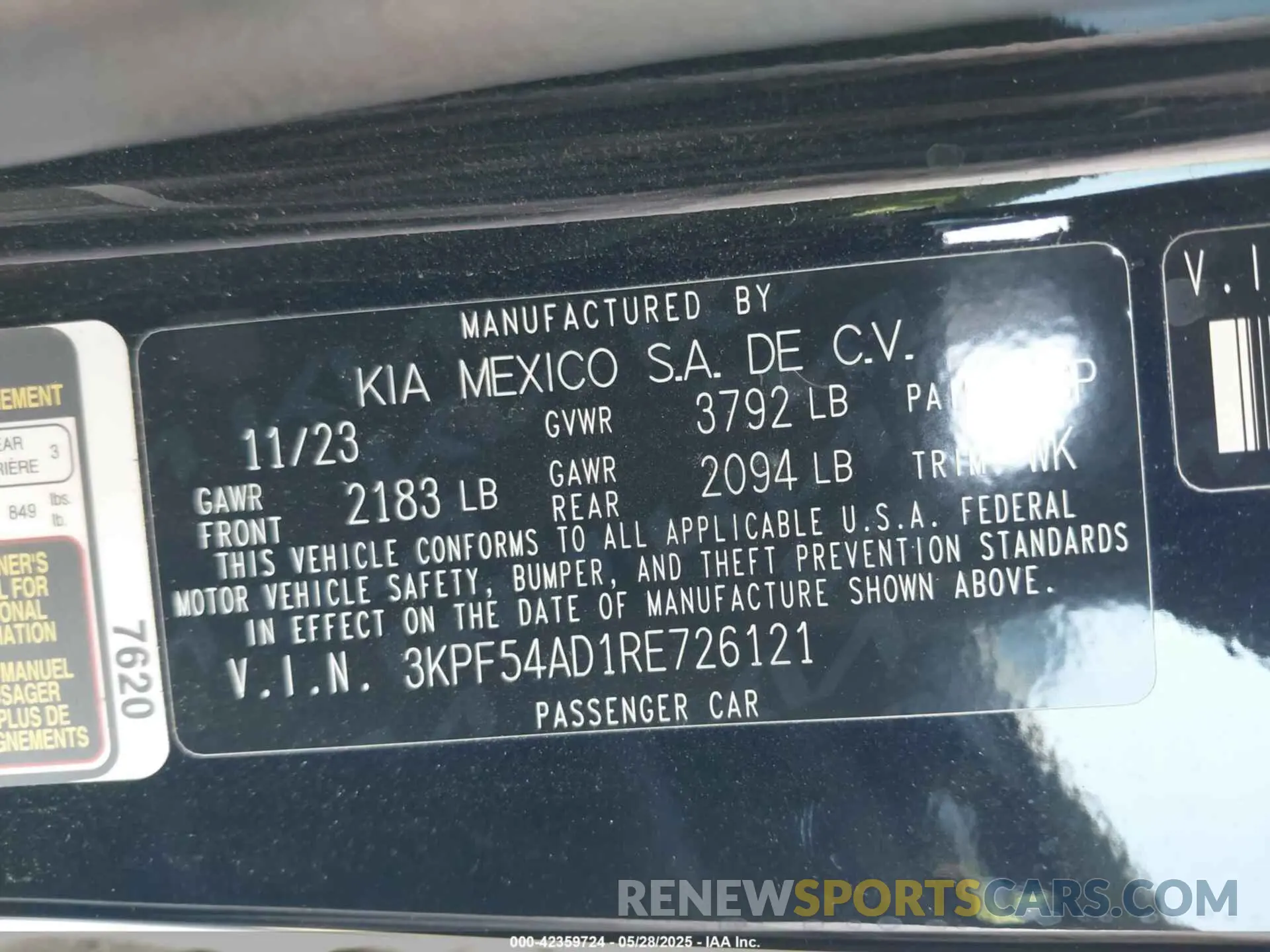 9 Photograph of a damaged car 3KPF54AD1RE726121 KIA FORTE 2024